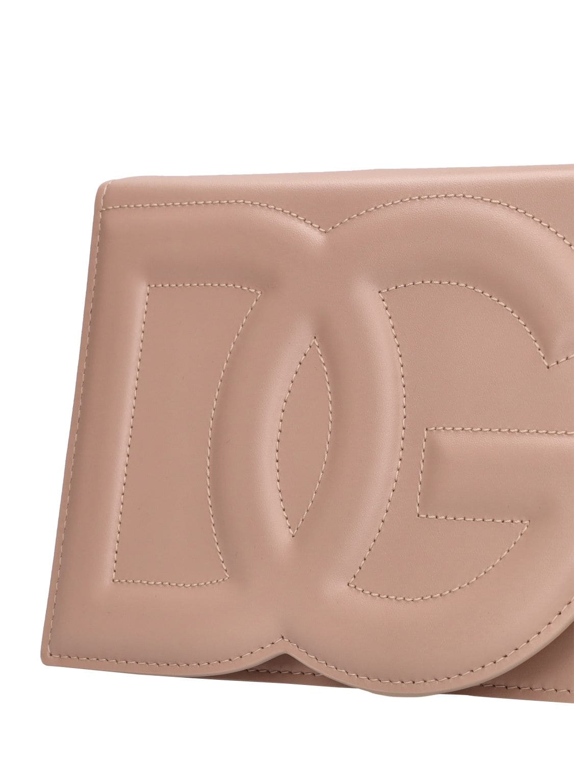 Shop Dolce & Gabbana Logo Leather Shoulder Bag In Cipria