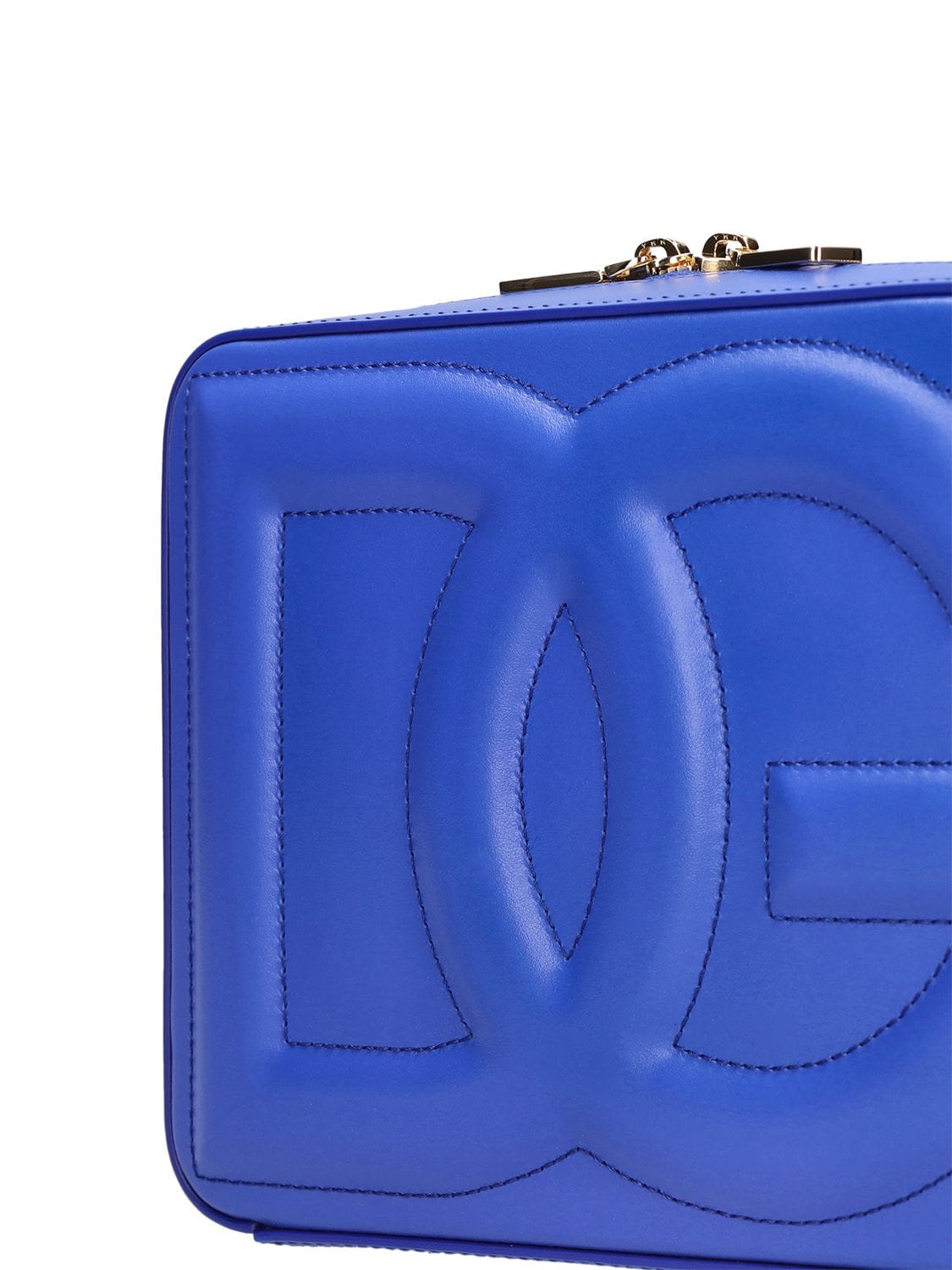 Shop Dolce & Gabbana Large Logo Leather Camera Bag In Blau