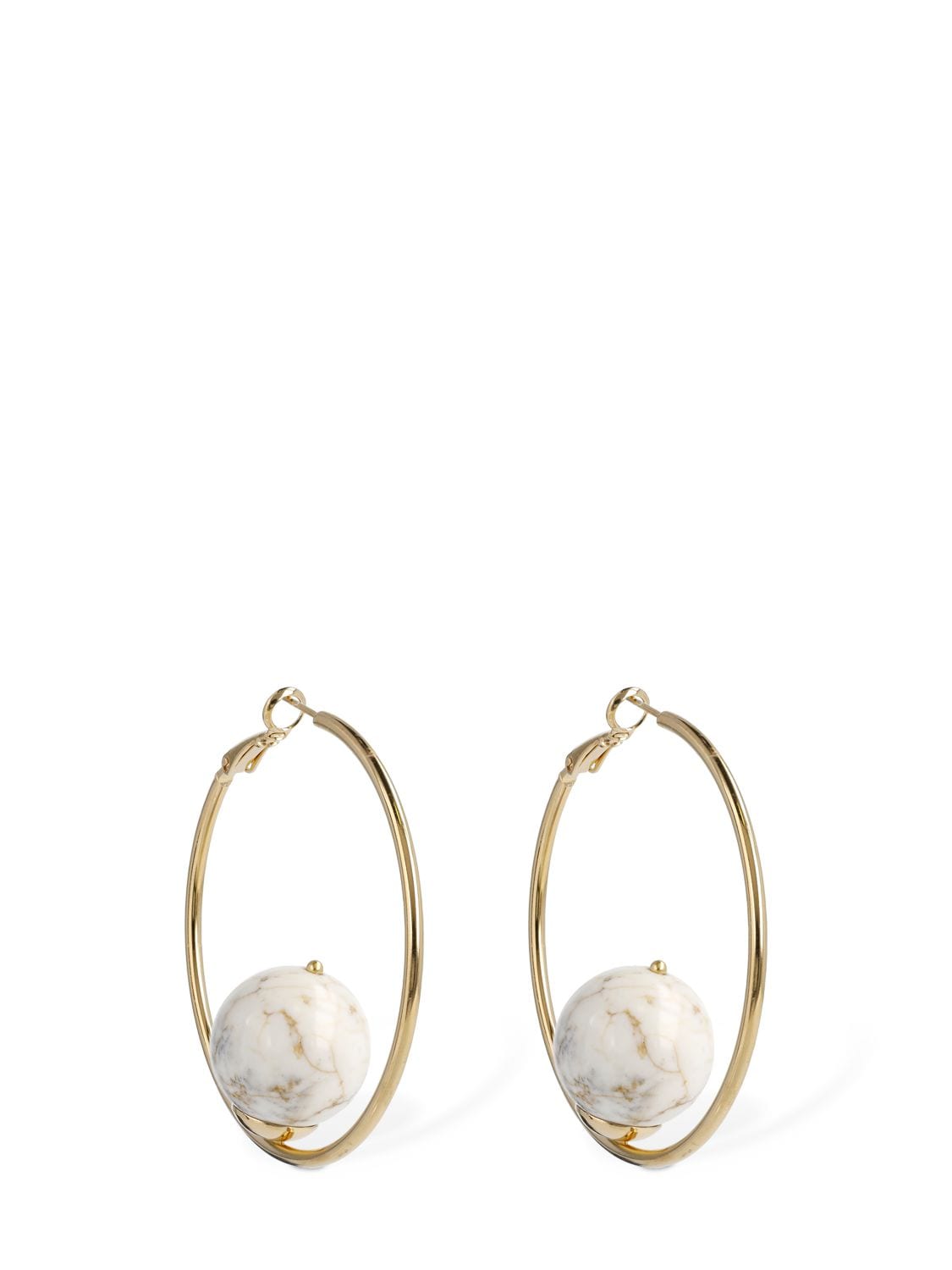 D'estree Sonia Large Hoop Earrings In Gold,white