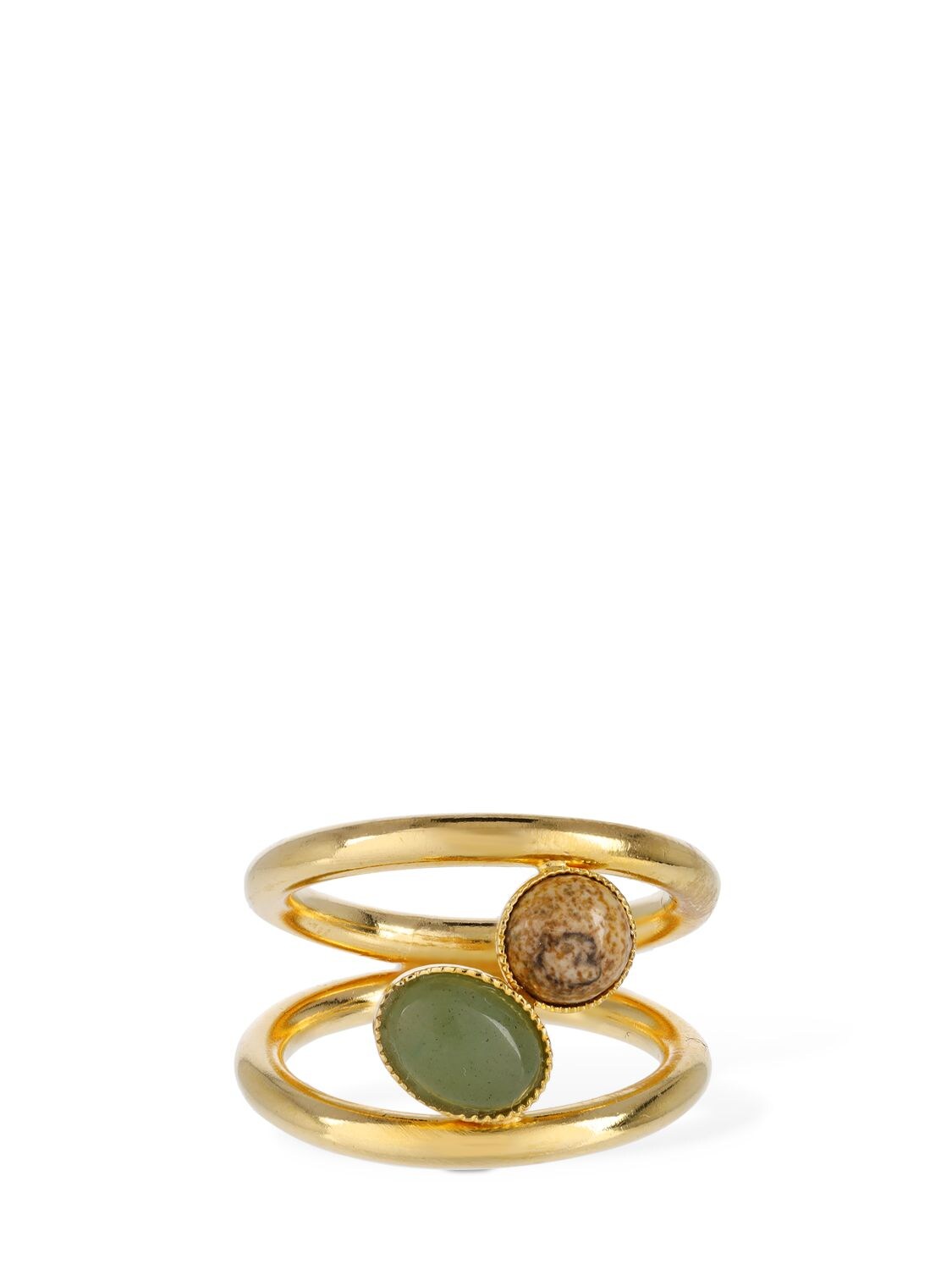 Shop D'estree Louise Double Stone Ring In Multi,gold