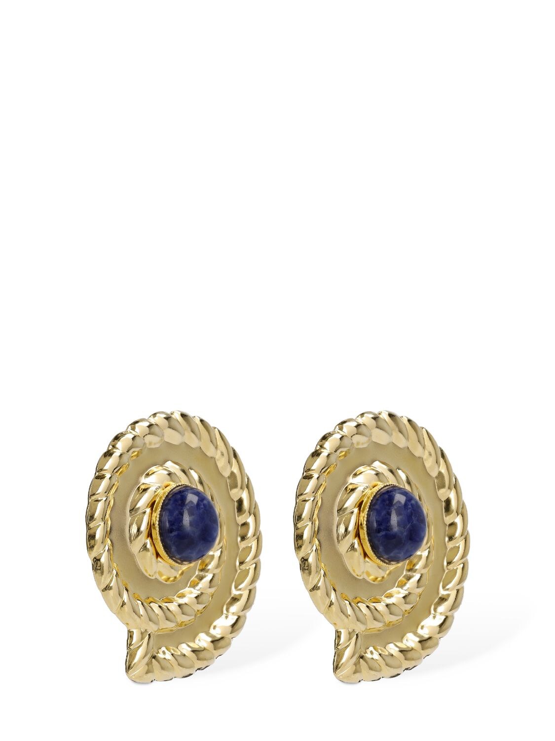Shop D'estree Sonia Shell Clip-on Earrings In Blue,gold