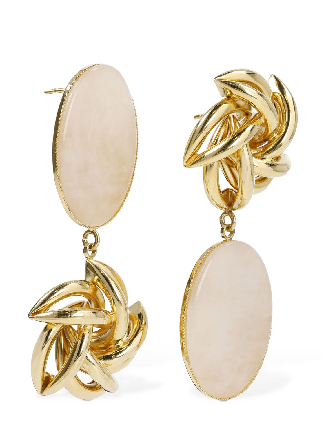 Shop D'estree Sonia Flower Earrings In White,gold