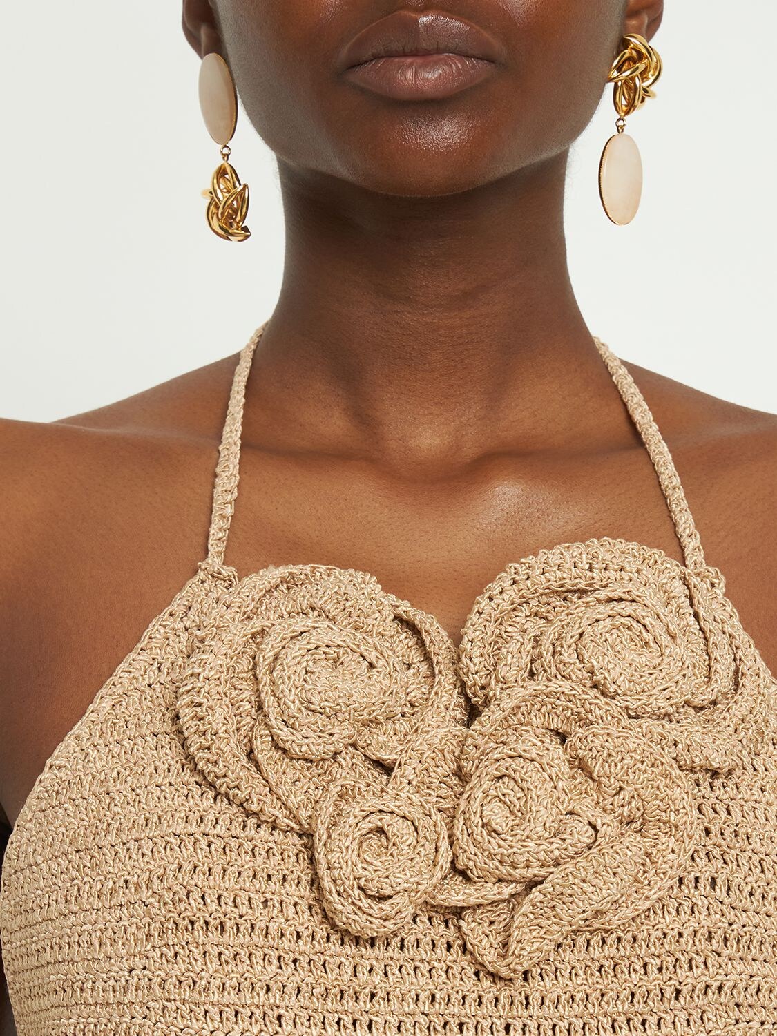 Shop D'estree Sonia Flower Earrings In White,gold