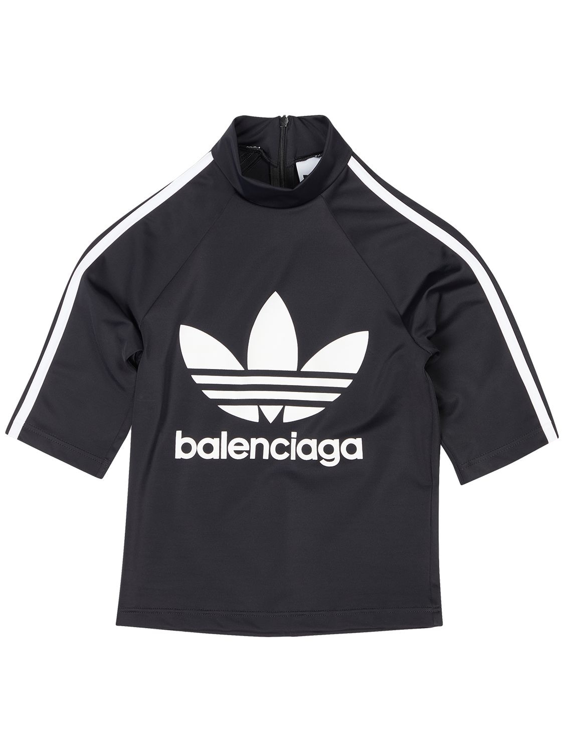 Balenciaga + Adidas Athletic Striped Printed Stretch-jersey Top In Black