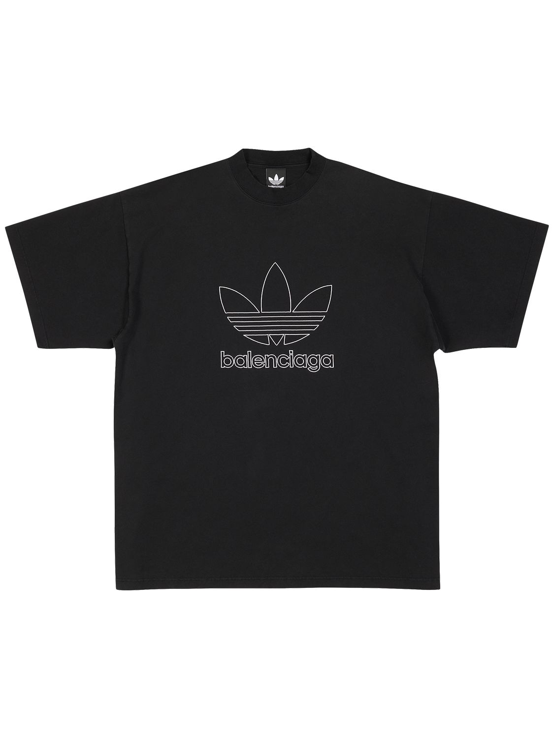 Shop Balenciaga Adidas Oversized Cotton T-shirt In 블랙,화이트