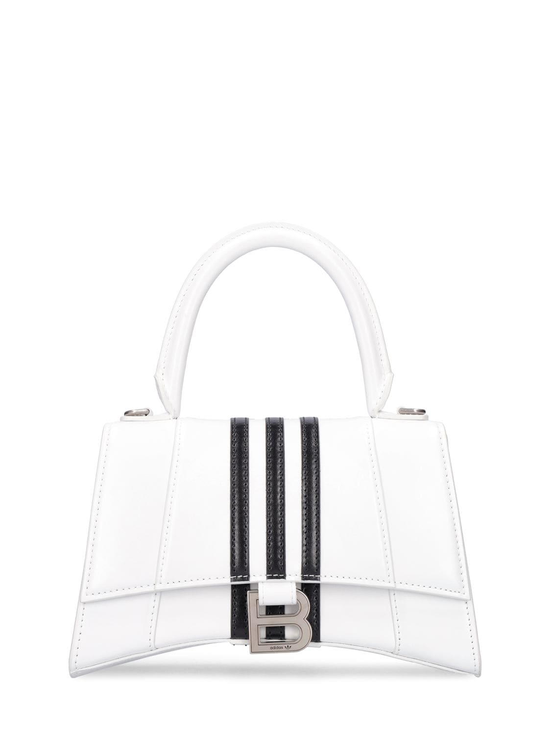 Balenciaga Small Hourglass Leather Shoulder Bag In Optic White