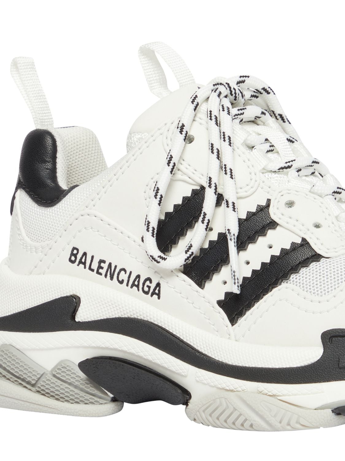 Shop Balenciaga 60mm Triple S Faux Leather Sneakers In 화이트,블랙
