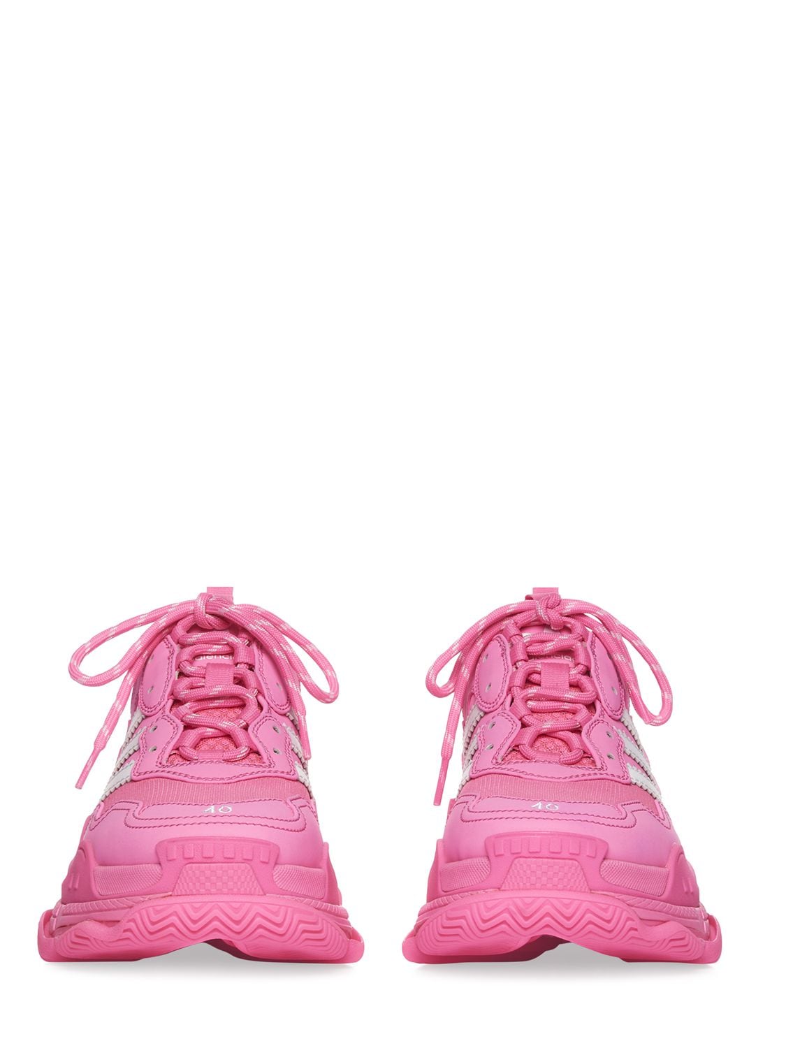 Shop Balenciaga 60mm Triple S Faux Leather Sneakers In 네온 핑크