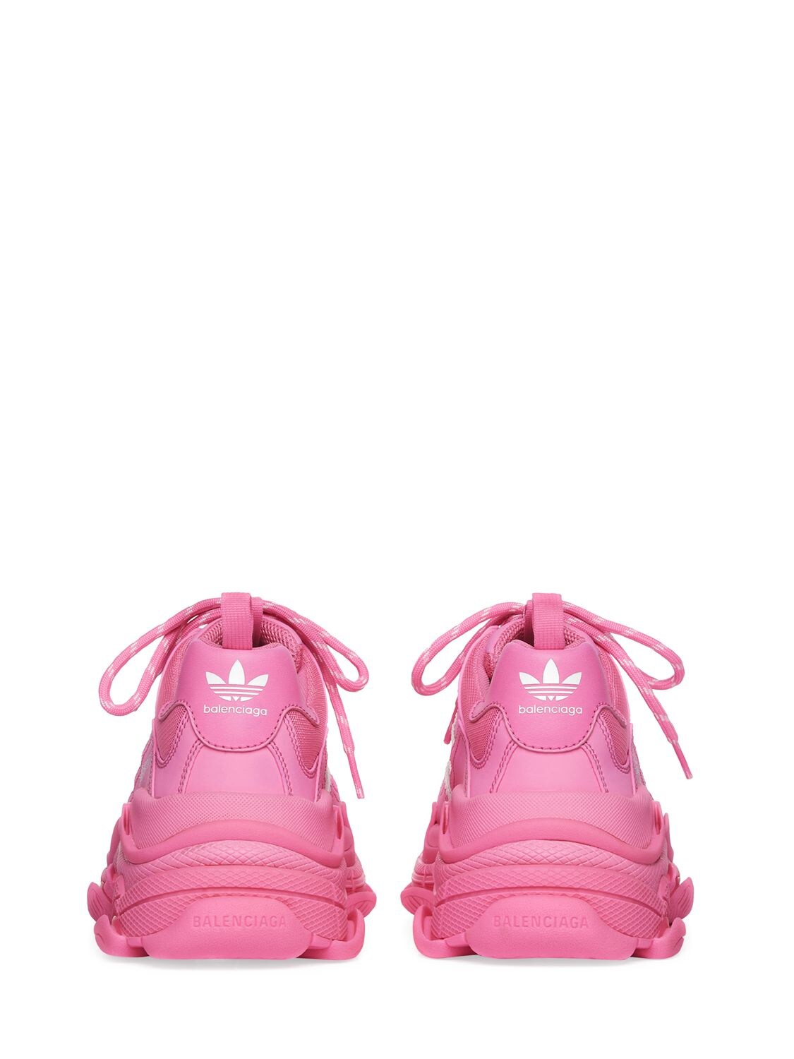 Shop Balenciaga 60mm Triple S Faux Leather Sneakers In 네온 핑크