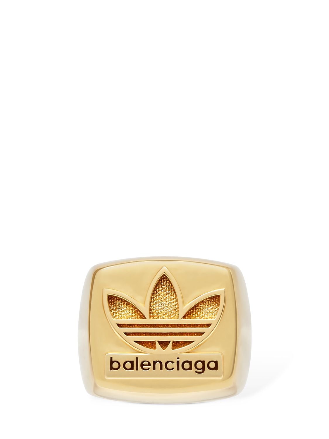 Shop Balenciaga Adidas Sterling Silver Ring In Gold