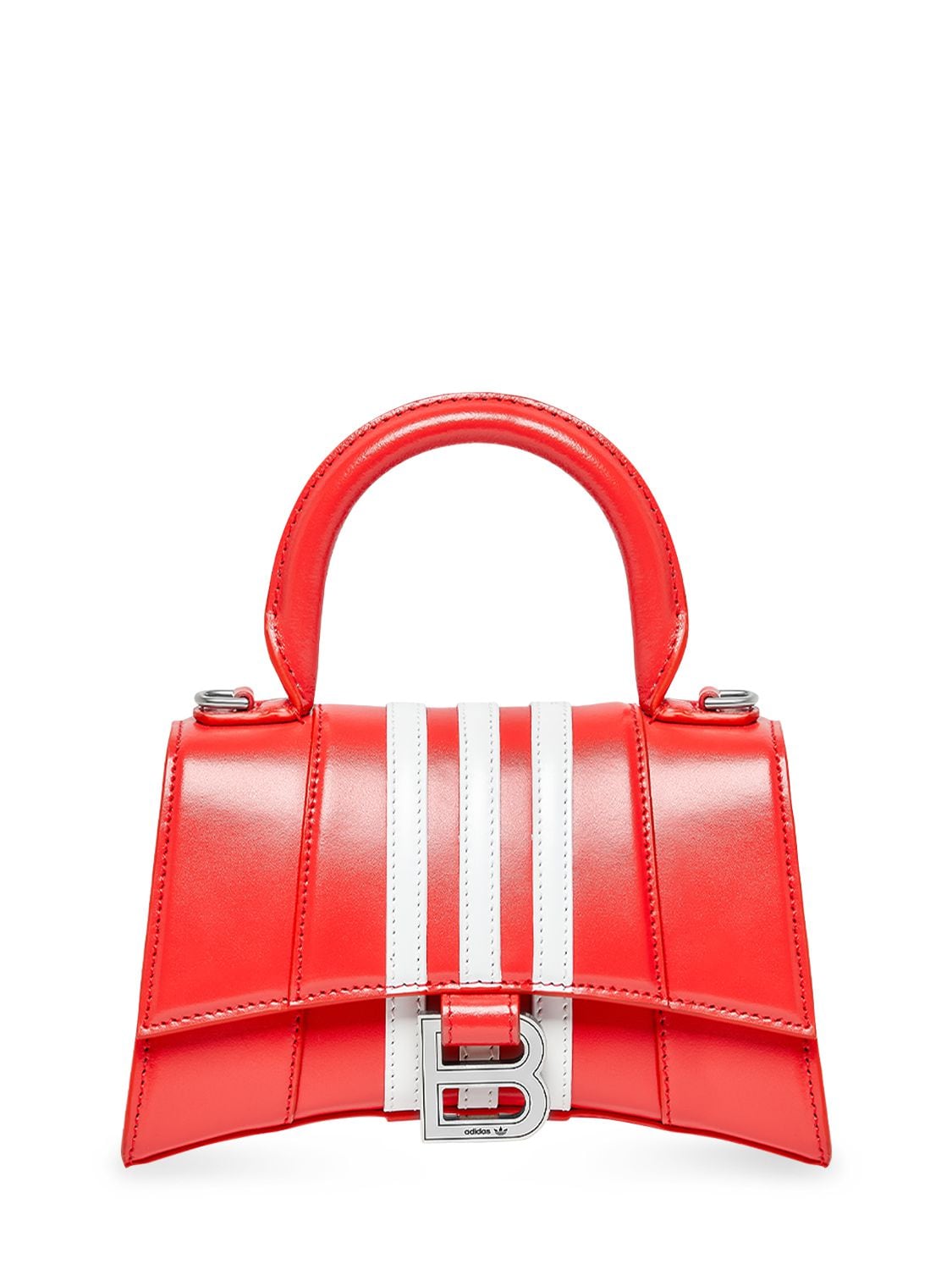 Shop Balenciaga Xs Hourglass Croc Embossed Leather Bag In Tomato Red