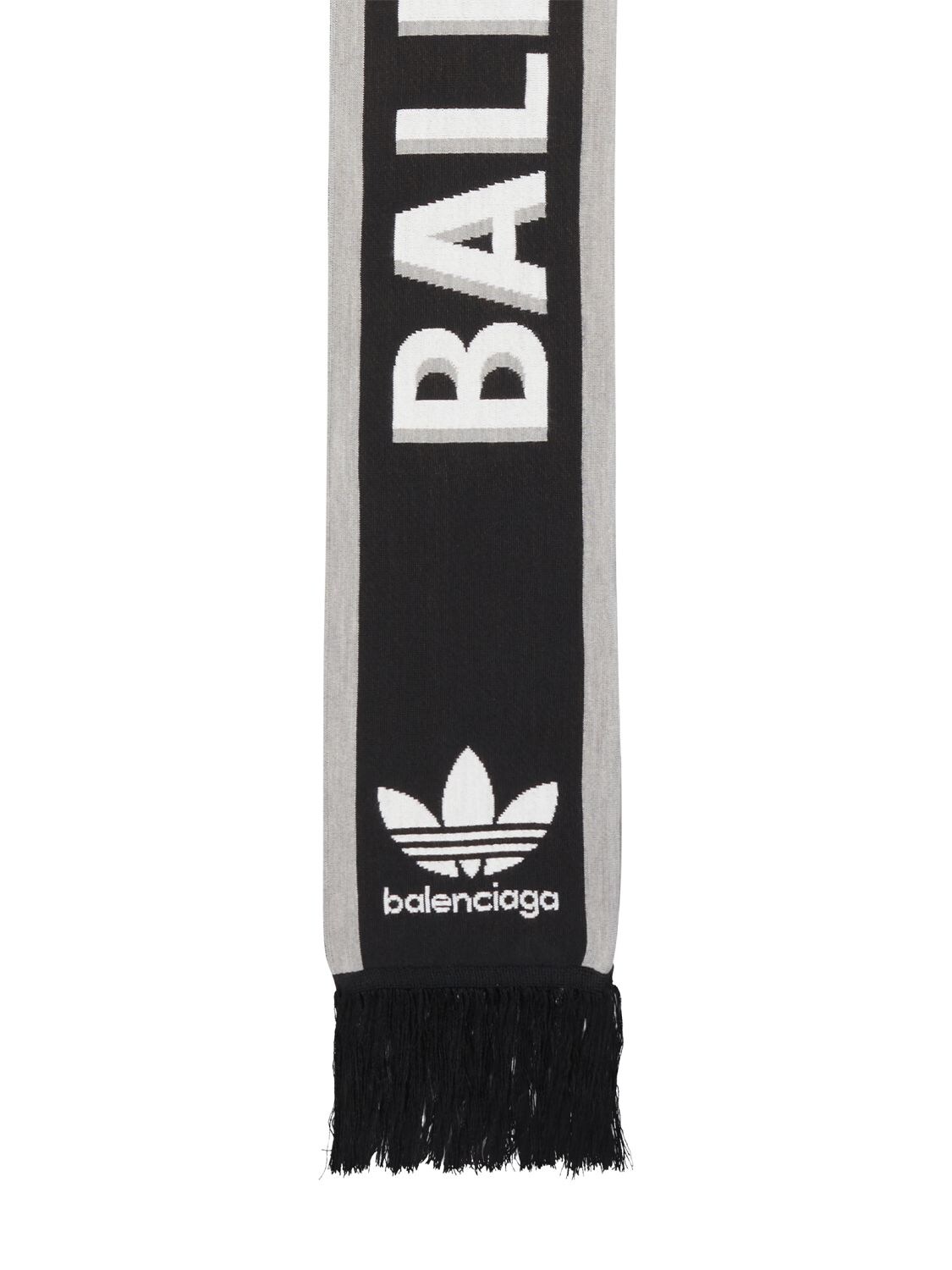 Shop Balenciaga Adidas Logo Wool Blend Scarf In Black,white