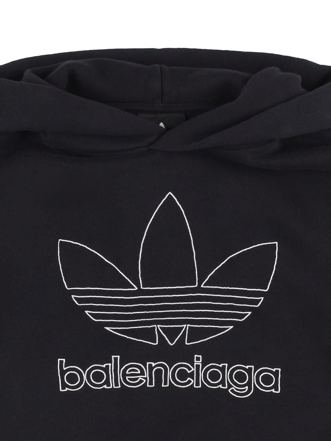 Shop Balenciaga Cotton Sweatshirt Hoodie In Black,white