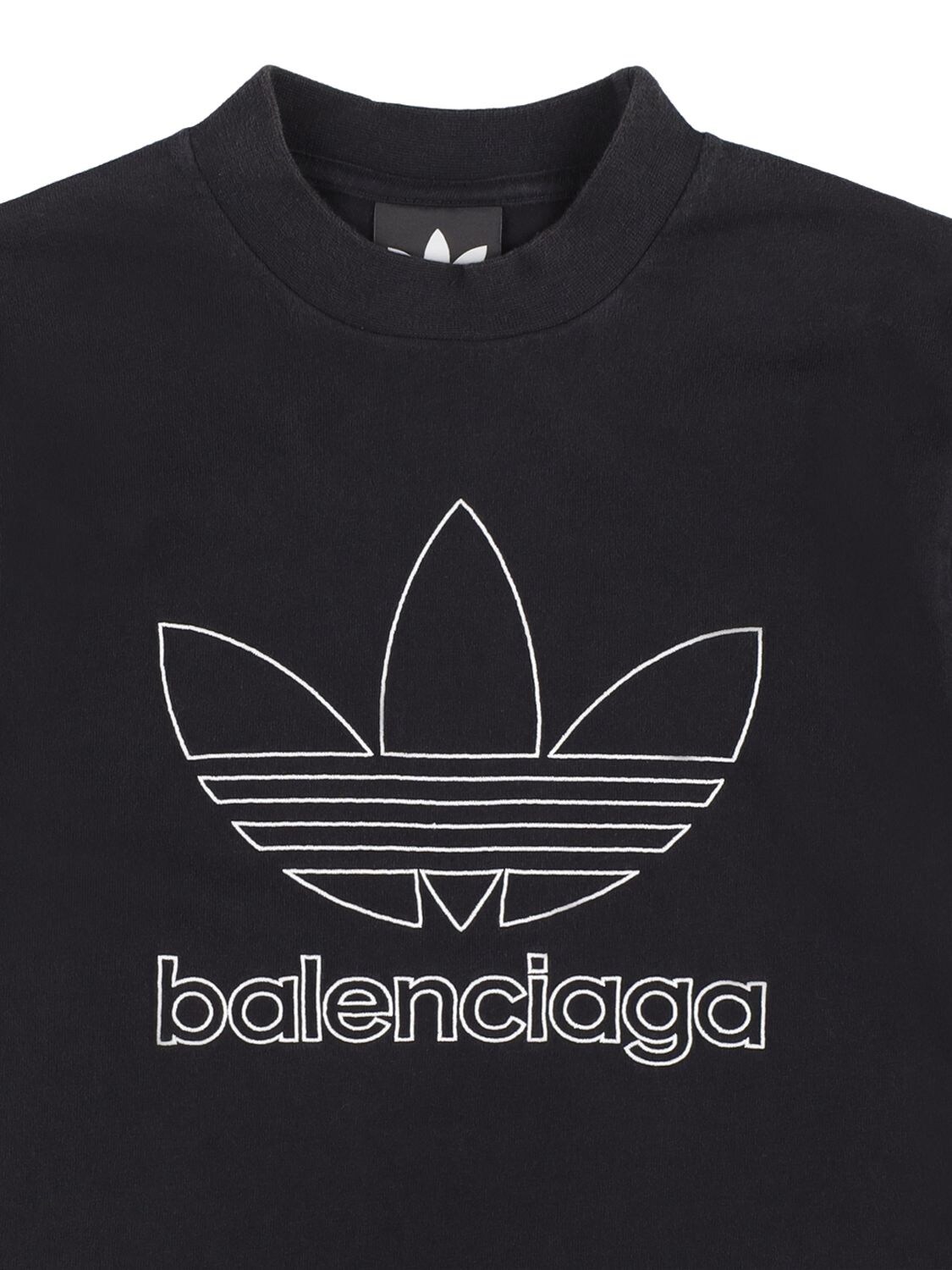 Shop Balenciaga Cotton Jersey T-shirt In Black,white