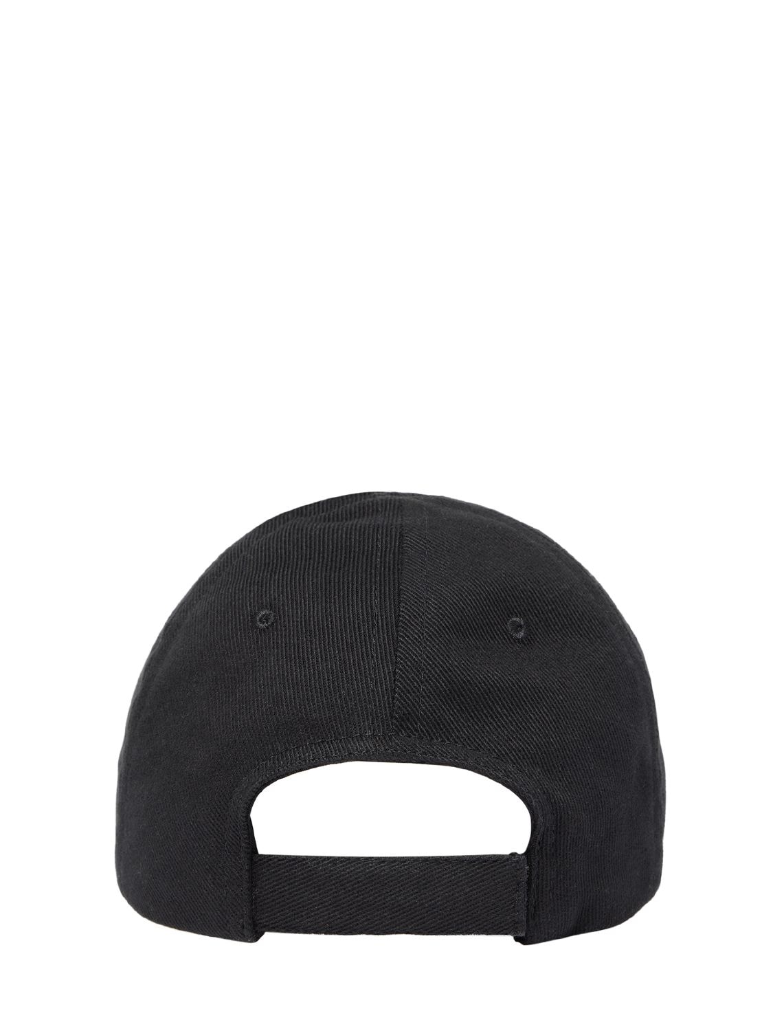 Shop Balenciaga Cotton Baseball Hat In Black,white