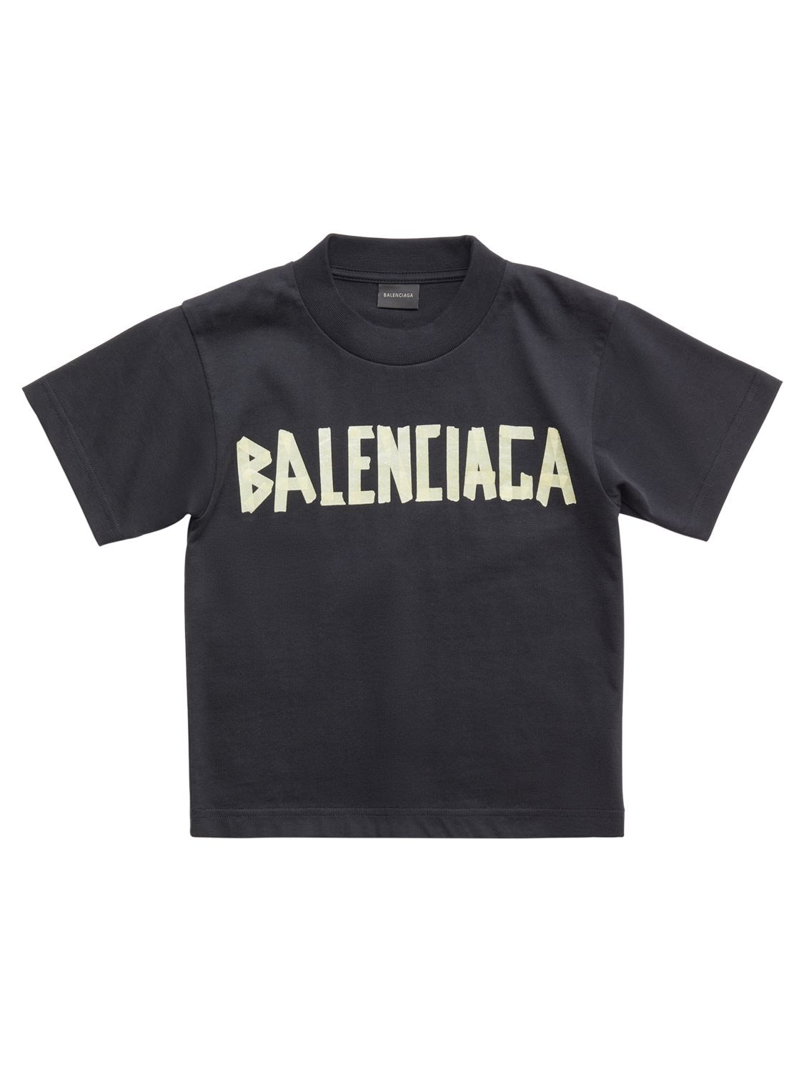 Balenciaga Kids' Logo印花t恤 In Washed Black