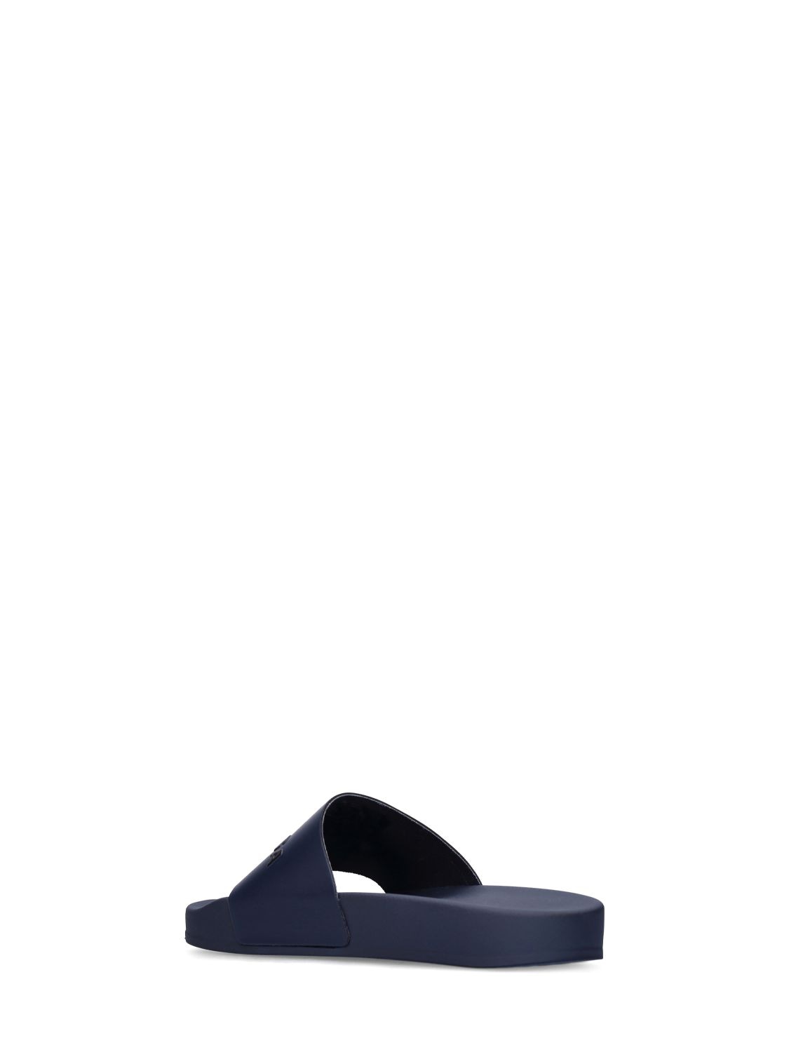 Shop Balenciaga Logo Rubber Slide Sandals In Navy