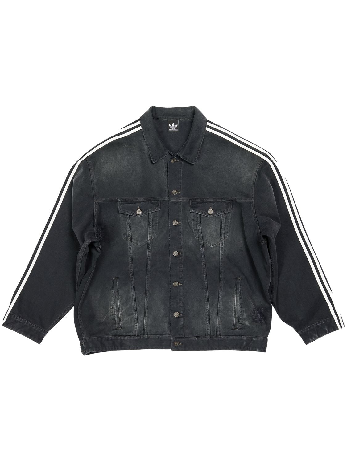 Shop Balenciaga Adidas Cotton Denim Jacket In Black