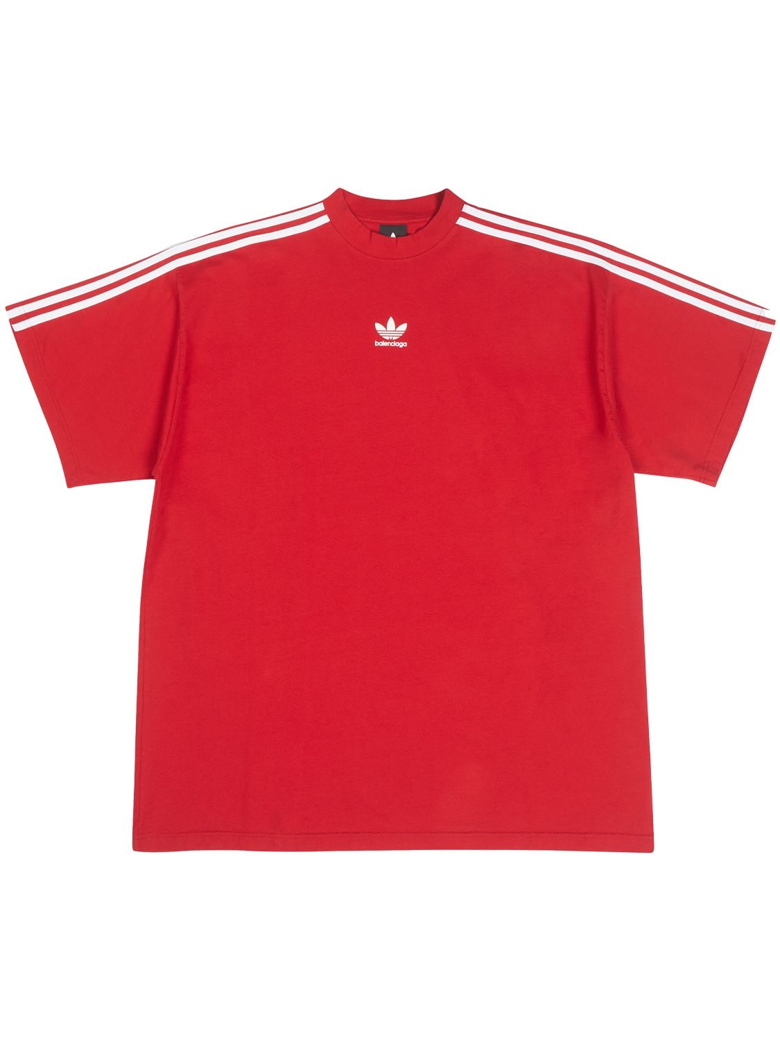 Balenciaga Adidas Oversize Cotton T-shirt In Red,white