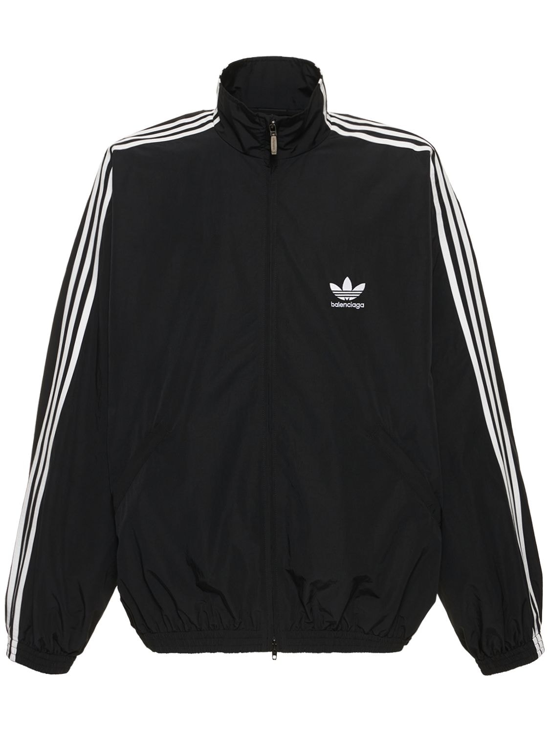 Balenciaga Adidas Striped Logo-print Cotton-blend Tech-jersey Track Jacket In Black