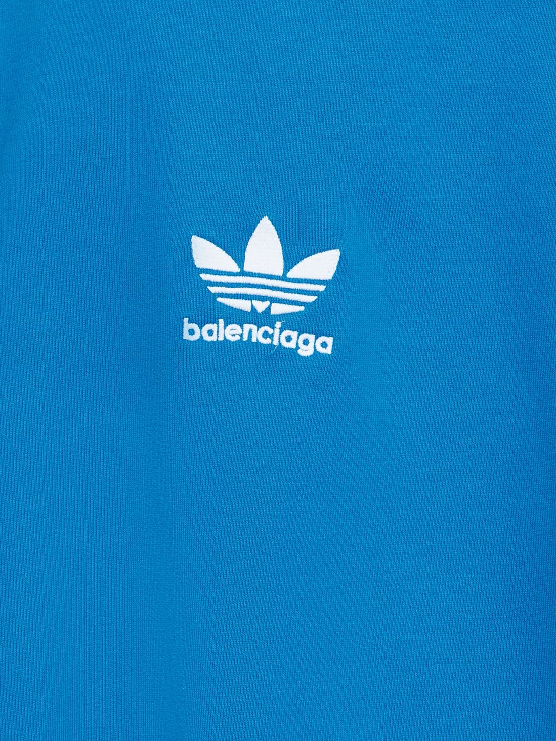 Shop Balenciaga Adidas Cotton Sweatshirt In Blue,white
