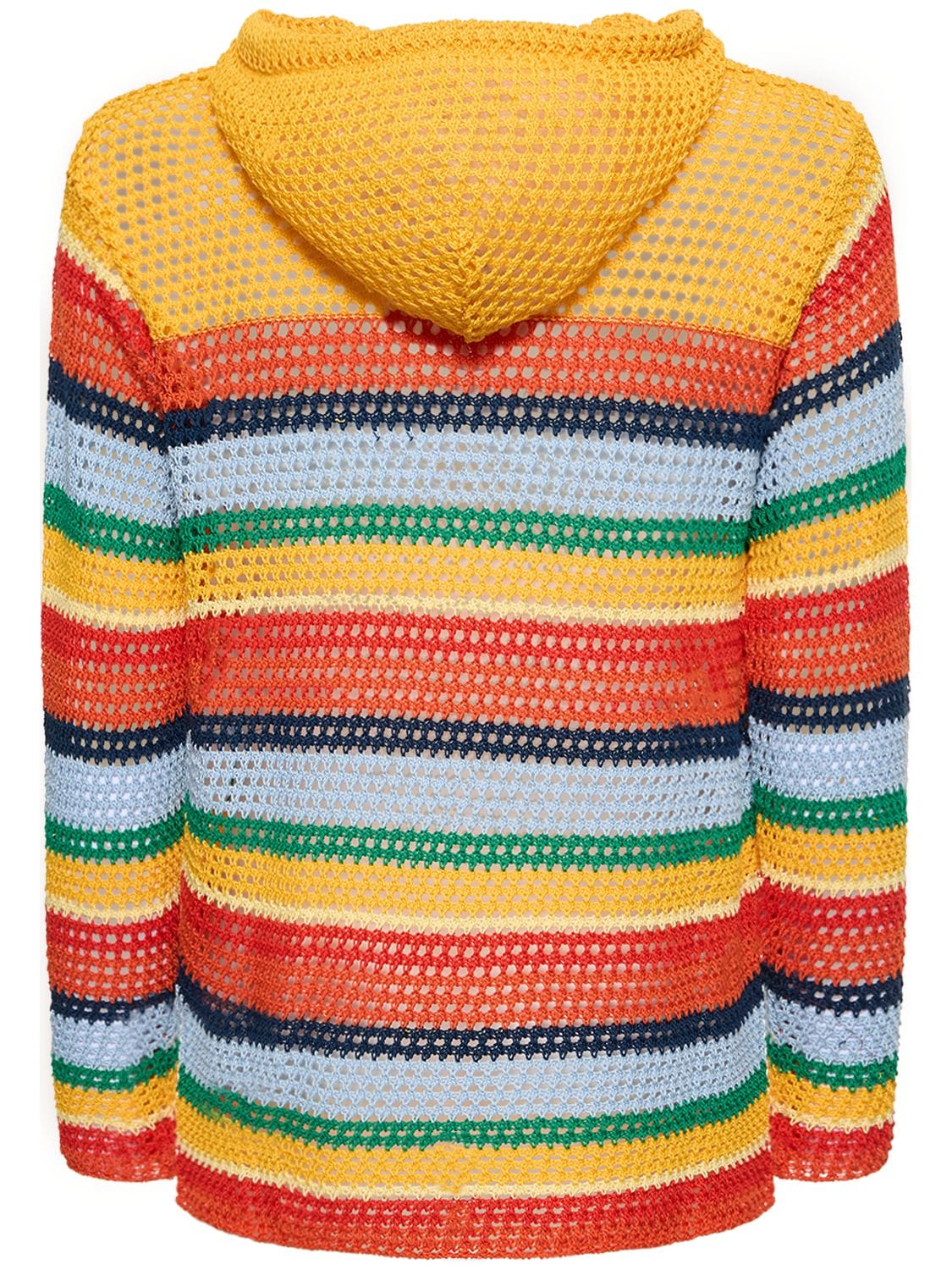 Shop Marni Striped Crocheted Cotton Hoodie In Multicolor