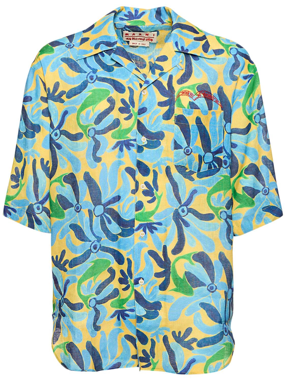 Shop Marni Printed Boxy Fit Shirt In Powder Blue