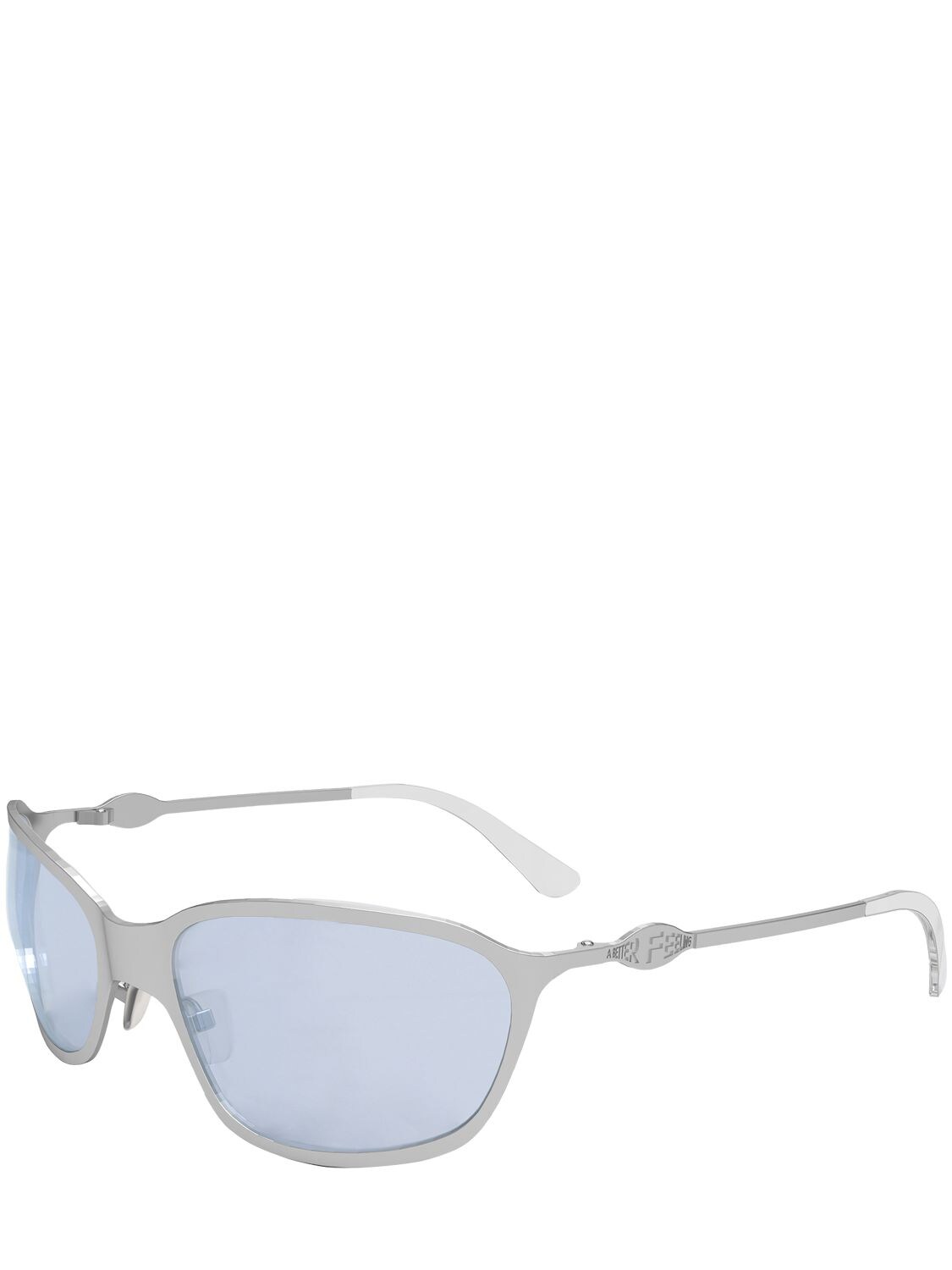 Shop A Better Feeling Paxis Cloud Blue Round Sunglasses In Silver,blue