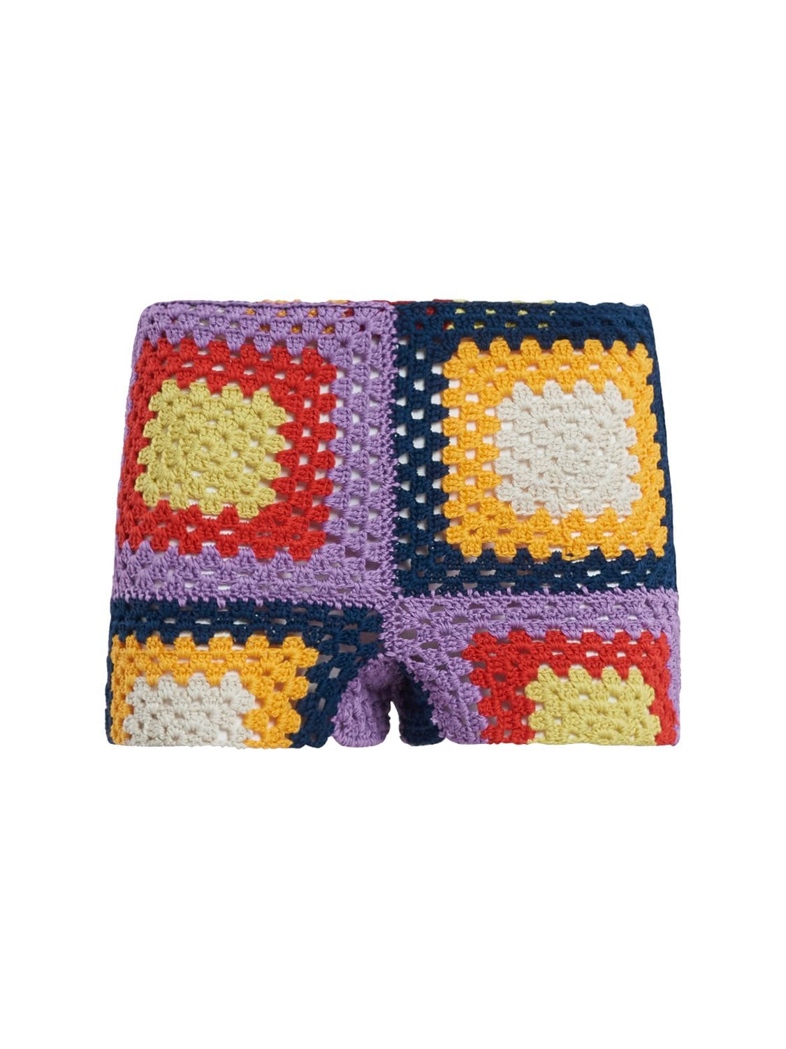 Shop Marni Cotton Crochet Mini Shorts In Multicolor