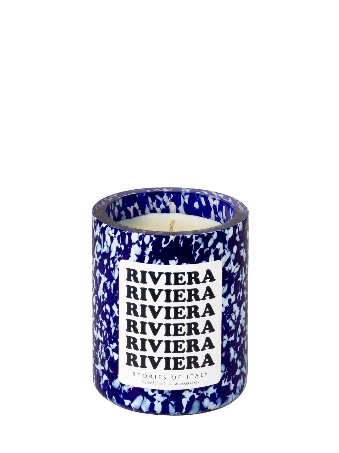 Shop Stories Of Italy Macchia Su Macchia Riviera Candle In Ivory,blue