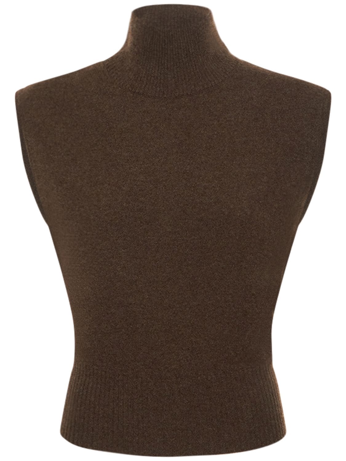 Shop Reformation Arco Cashmere Turtleneck Tank Top In Brown