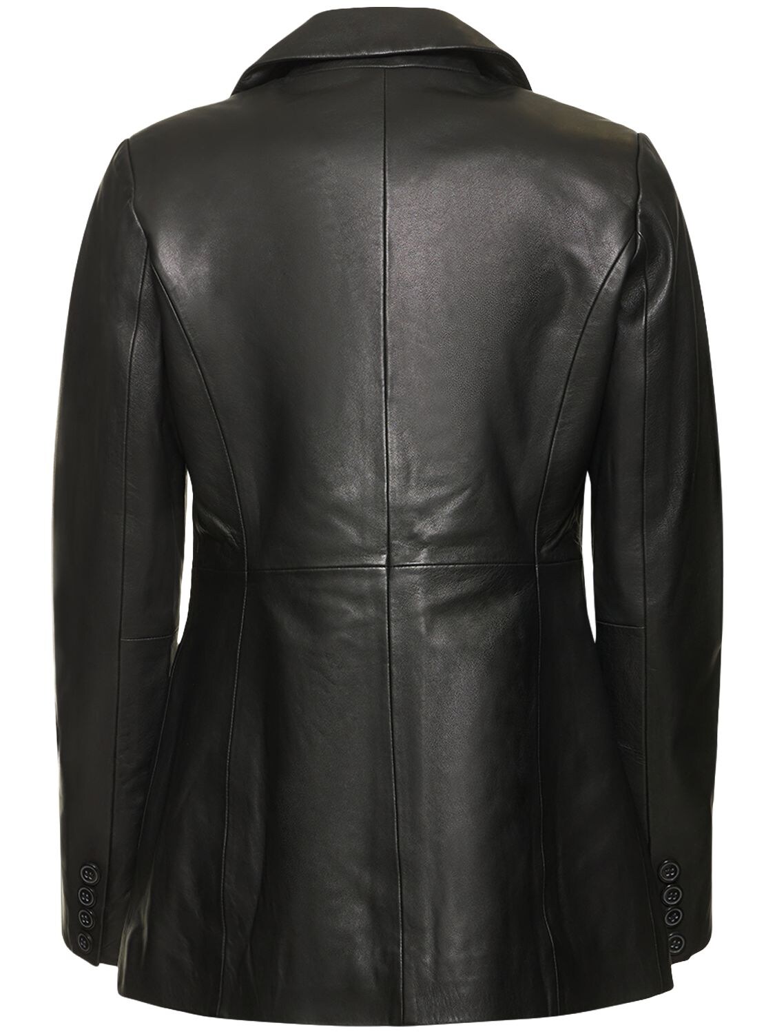 Shop Reformation Veda Bowery Slim Leather Blazer In Black