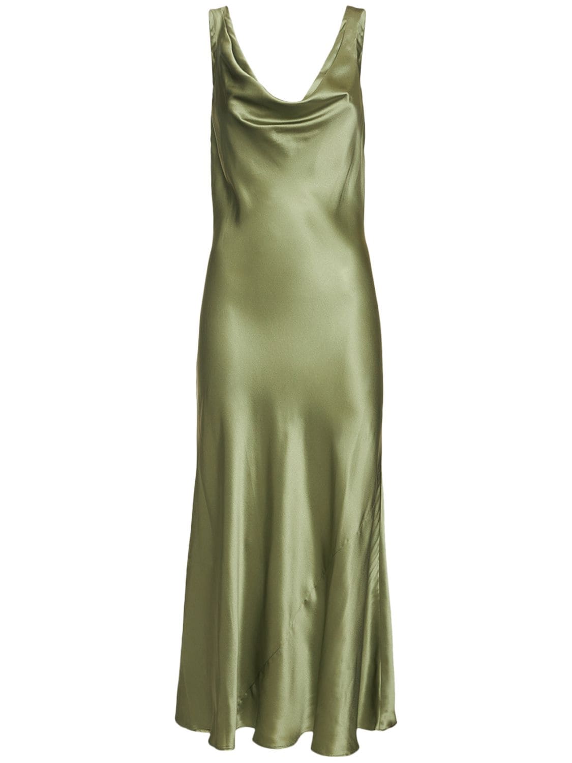 Shop Reformation Bryn Silk Charmeuse Midi Dress In Green