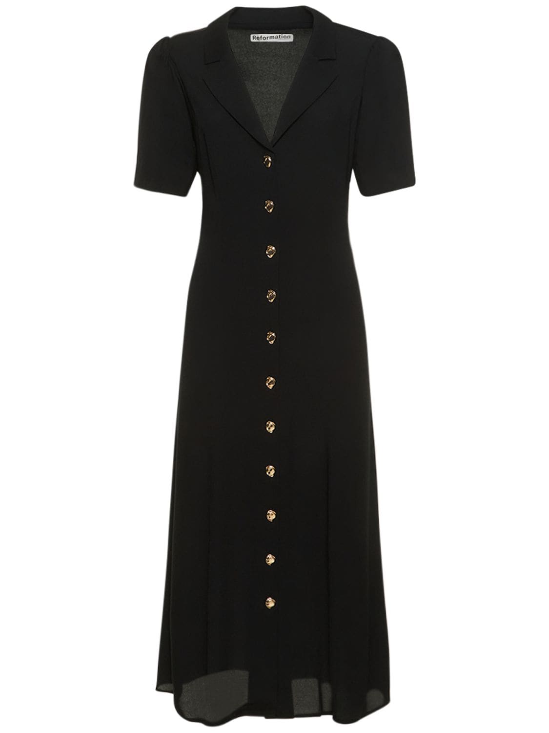 Reformation Wilde Viscose Blend Midi Dress In Black