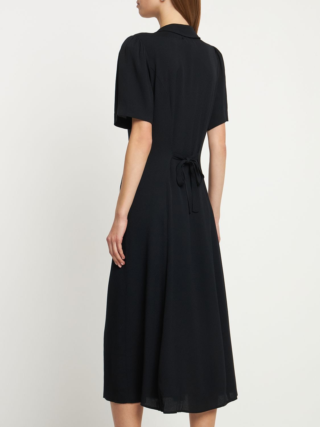 Shop Reformation Wilde Viscose Blend Midi Dress In Black