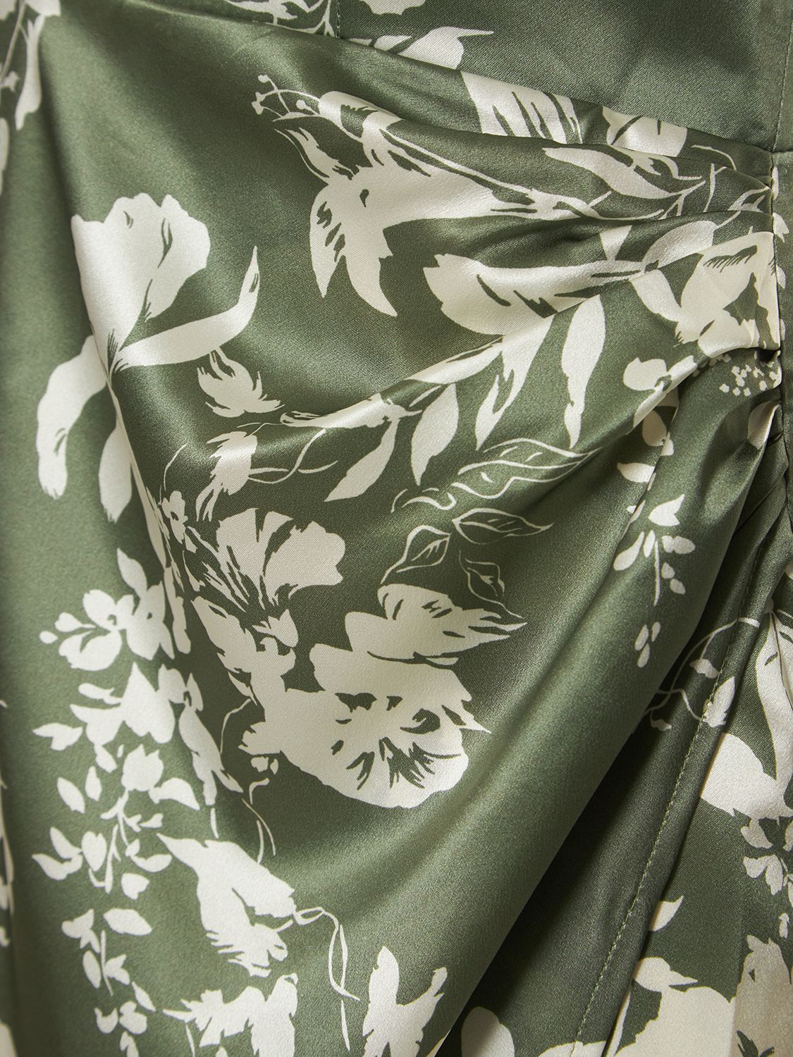 Shop Reformation Genesis Printed Silk Satin Midi Dress In Green7multi