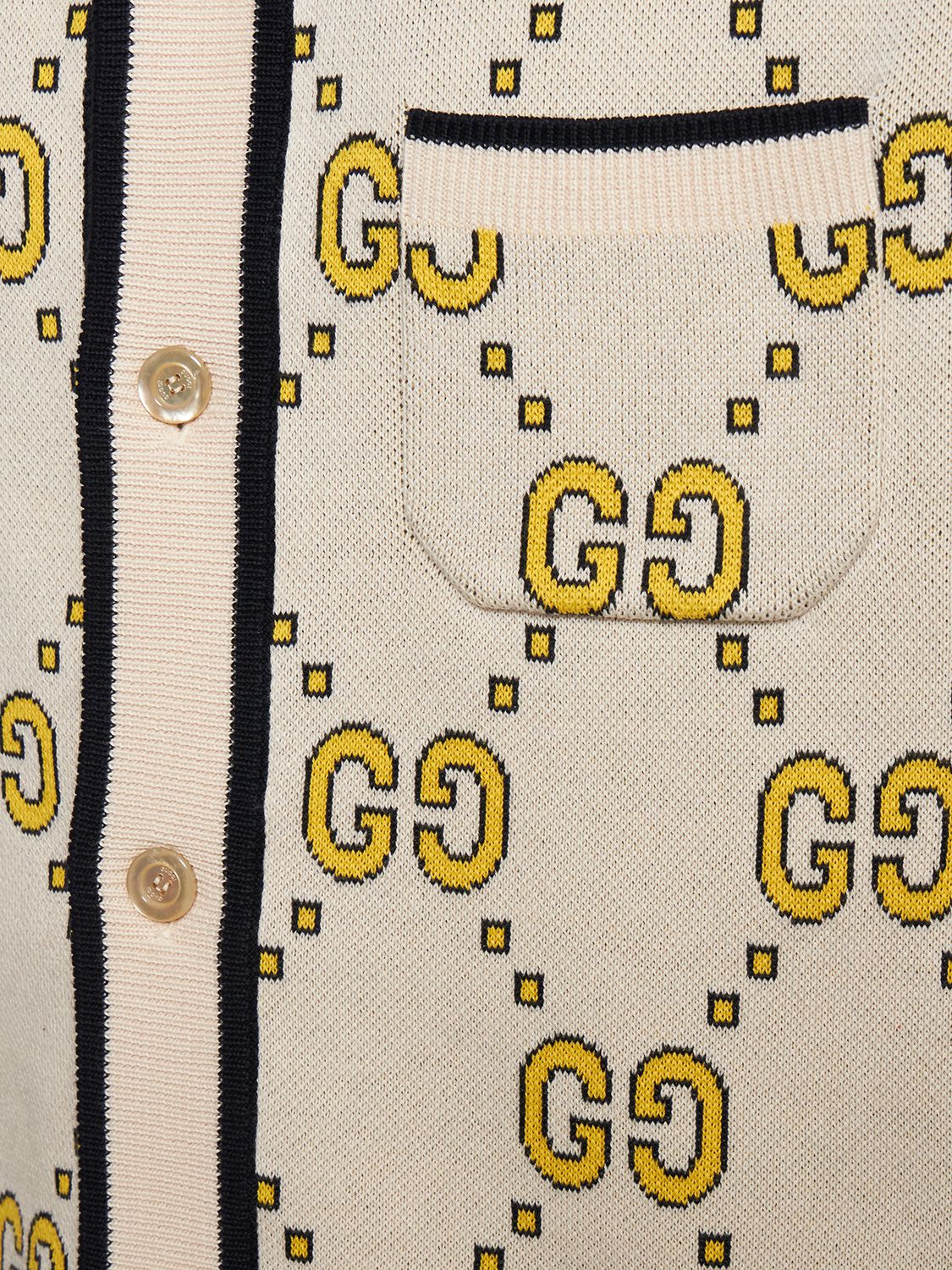 Gucci GG Cotton Bowling Shirt, Size M, White, Ready-to-wear