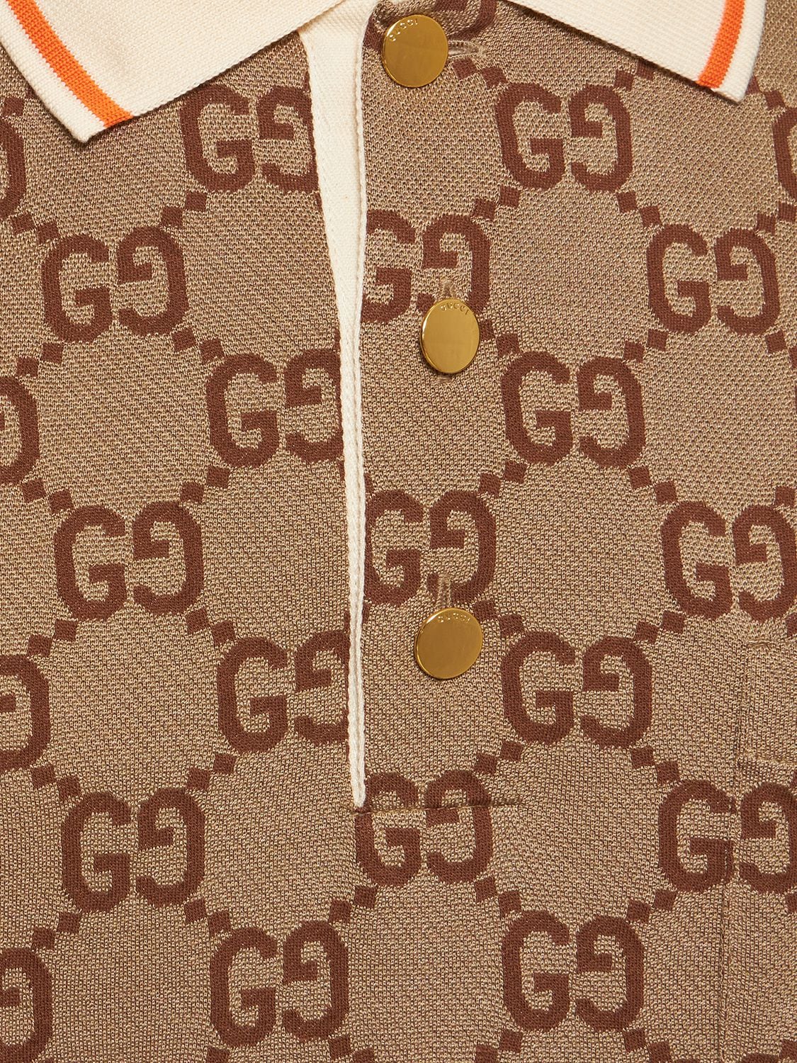 Shop Gucci Maxi Gg Silk & Cotton Polo In Beige,ebony
