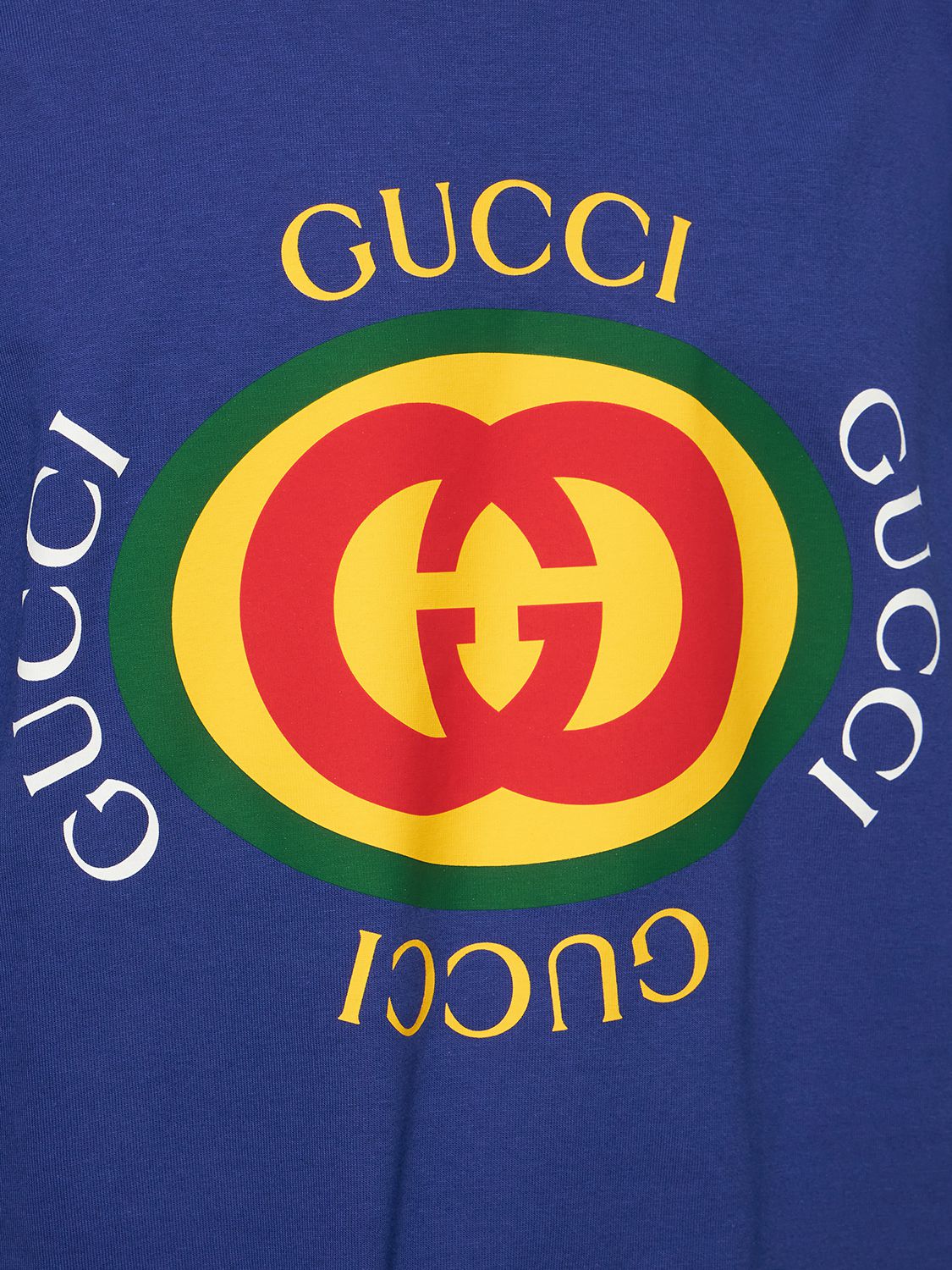 Shop Gucci Logo Cotton Over T-shirt In Marino,multi