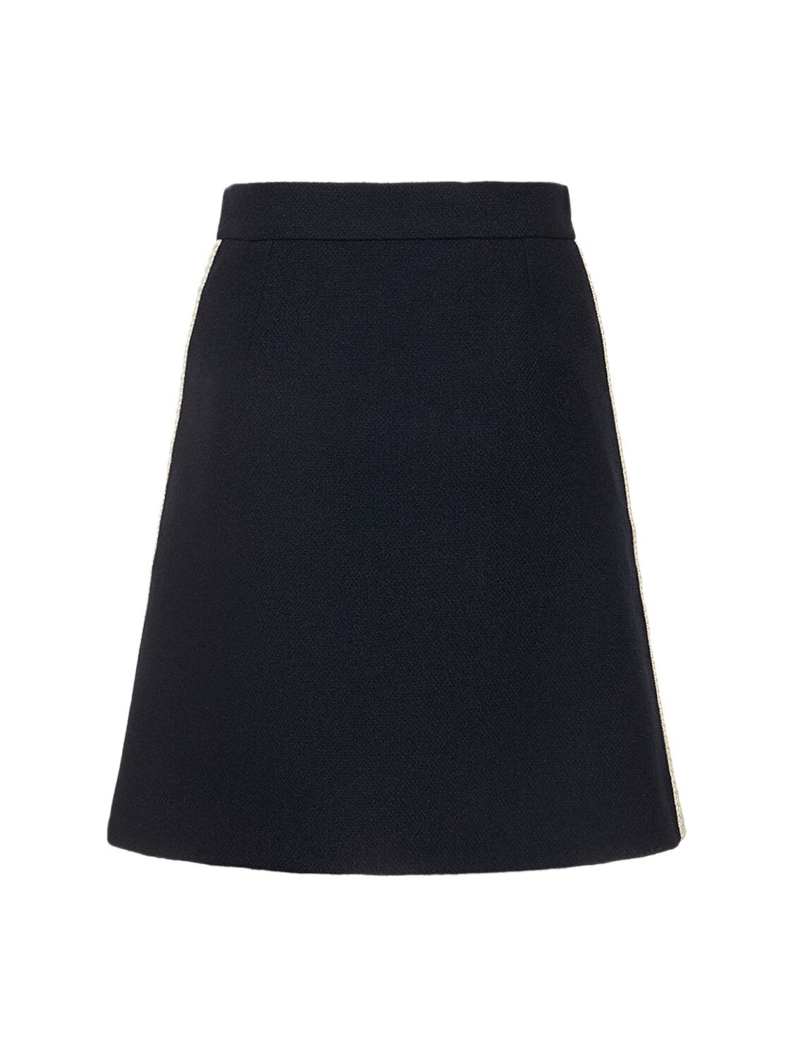 Shop Gucci Wool Blend Retro Tweed Skirt In Admiral Dk Blue