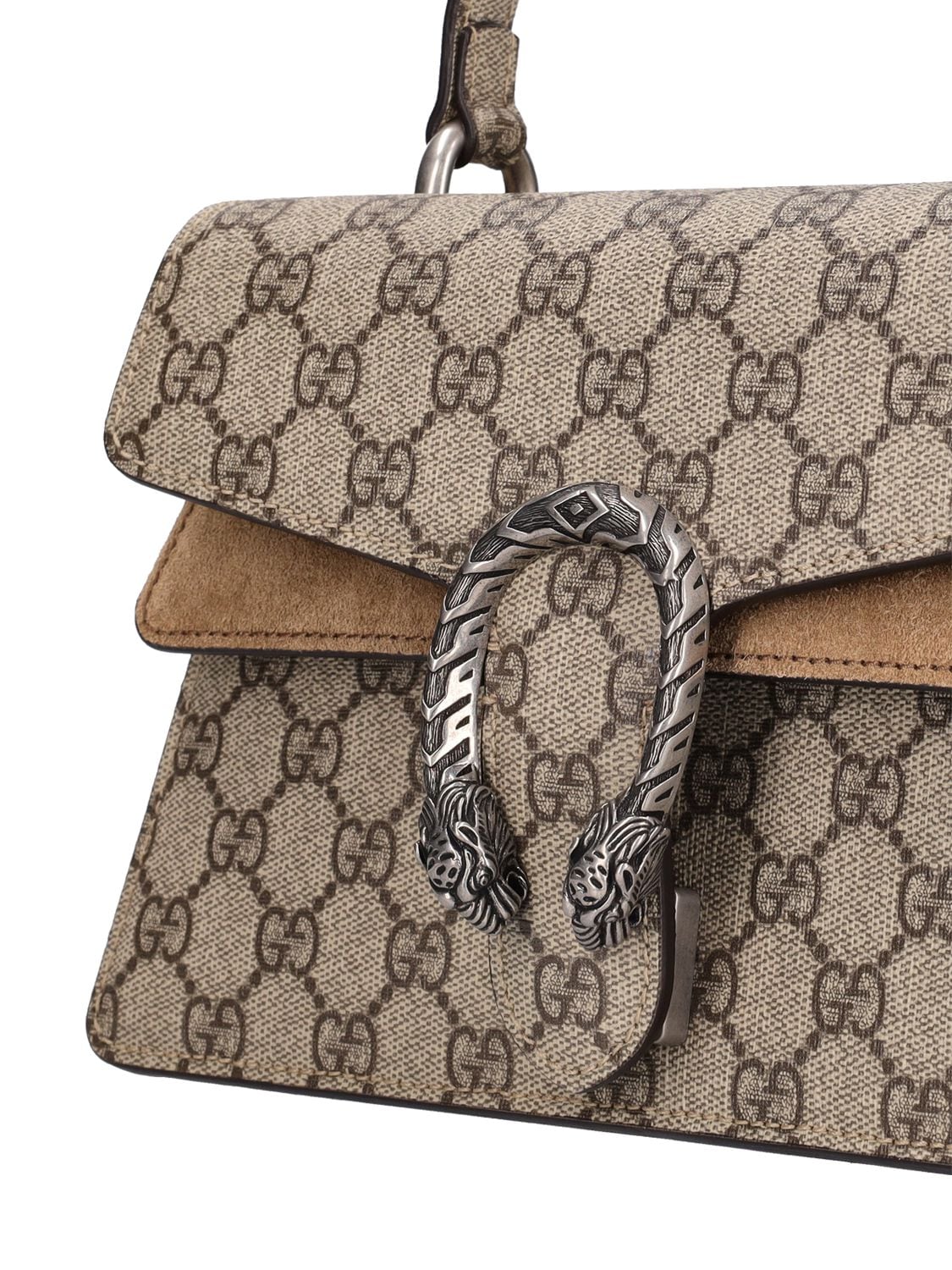 Shop Gucci Dionysus Gg Canvas Top Handle Bag In Ebony