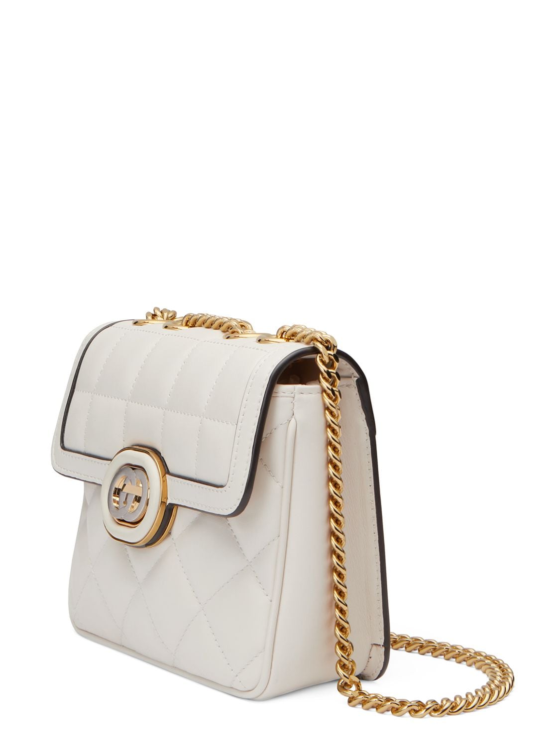 Shop Gucci Mini  Deco Leather Shoulder Bag In Mystic White