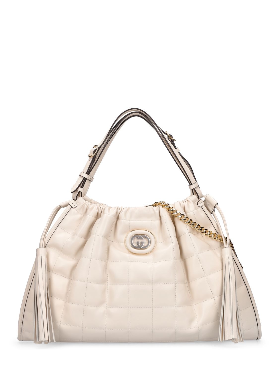 Gucci Deco Quilted Leather Tote Bag In Mystic White