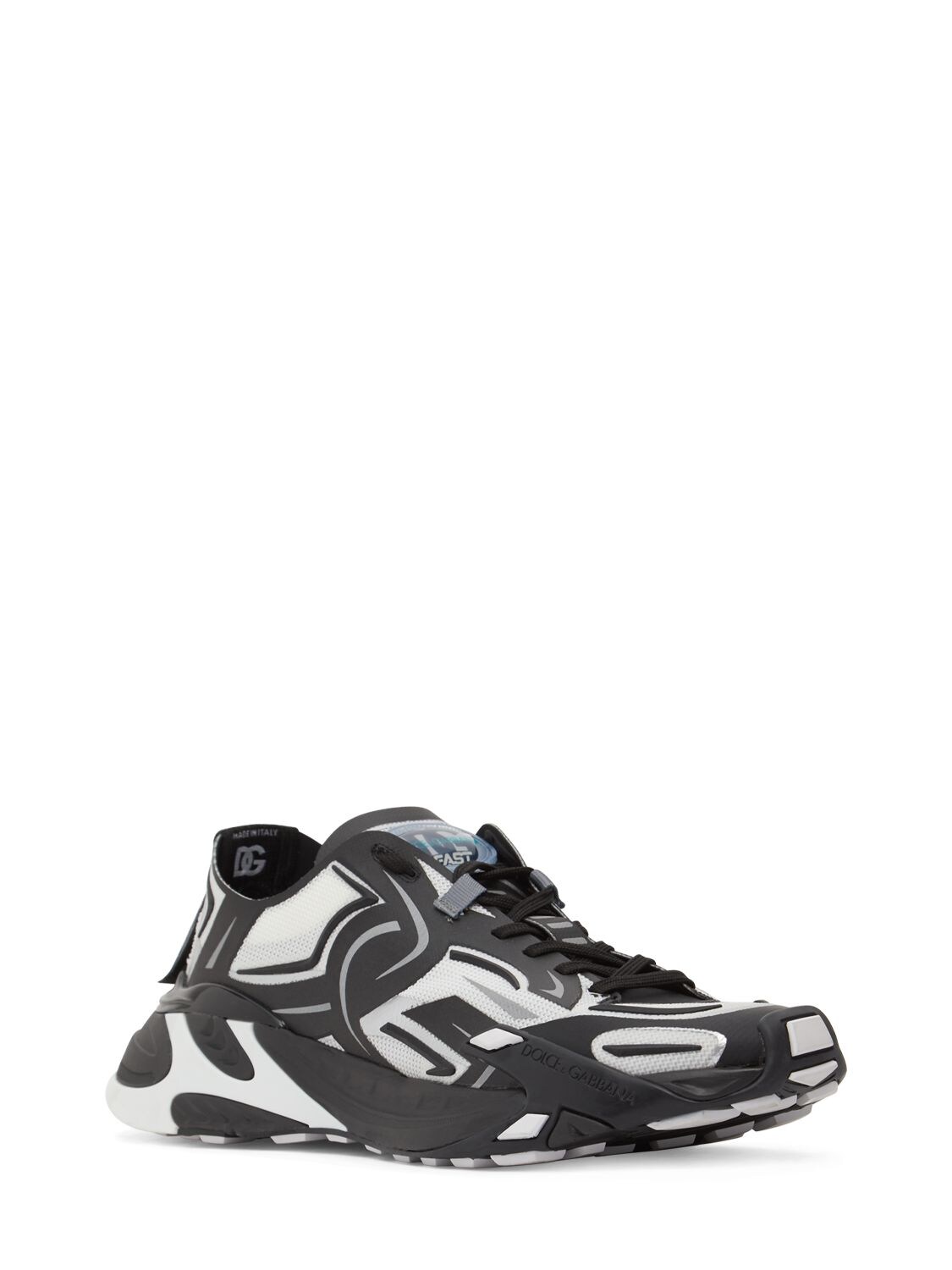 Shop Dolce & Gabbana Mesh Tech Low Top Sneakers In Black,white