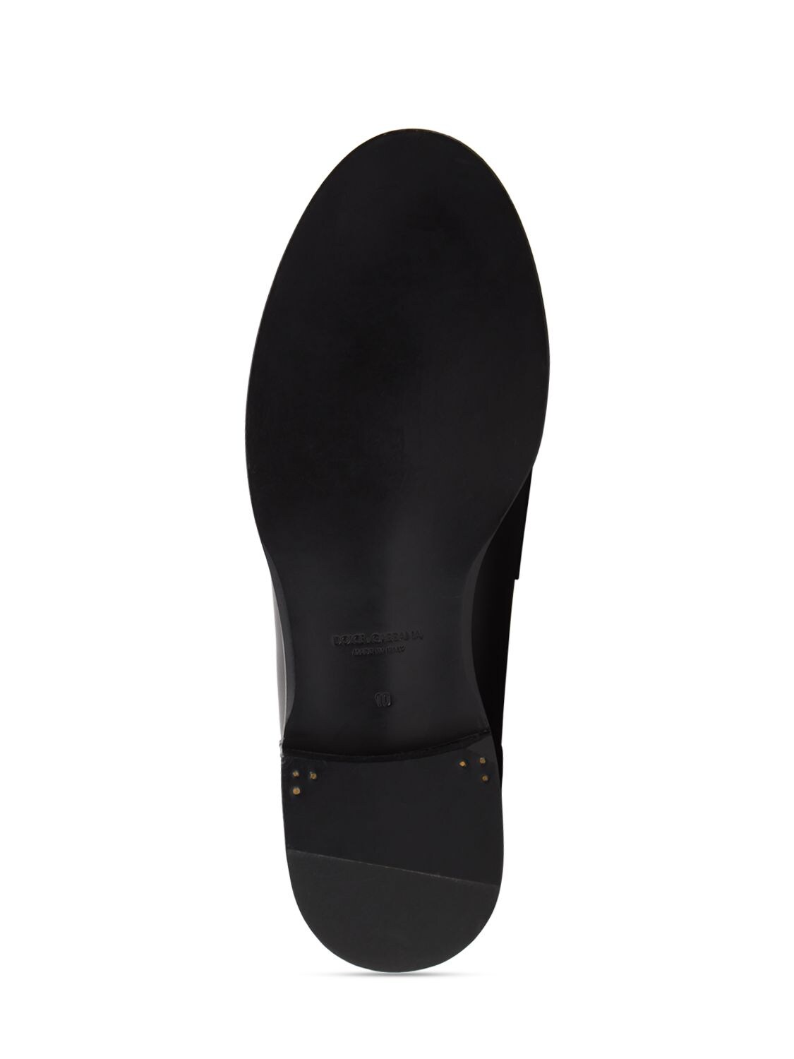Shop Dolce & Gabbana Plaqued Leather Loafers In Black