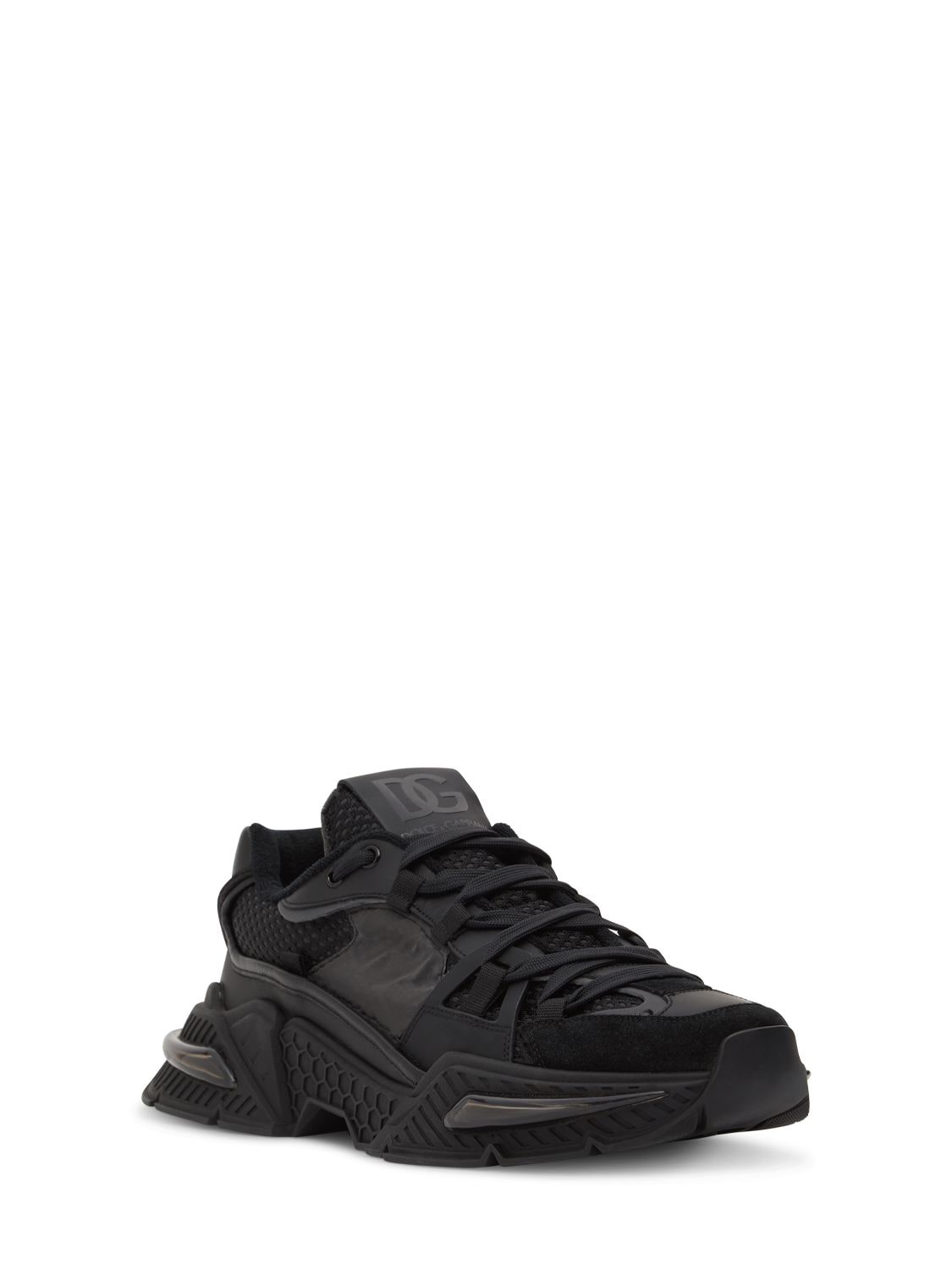 Shop Dolce & Gabbana Airmaster Leather & Tech Sneakers In Black
