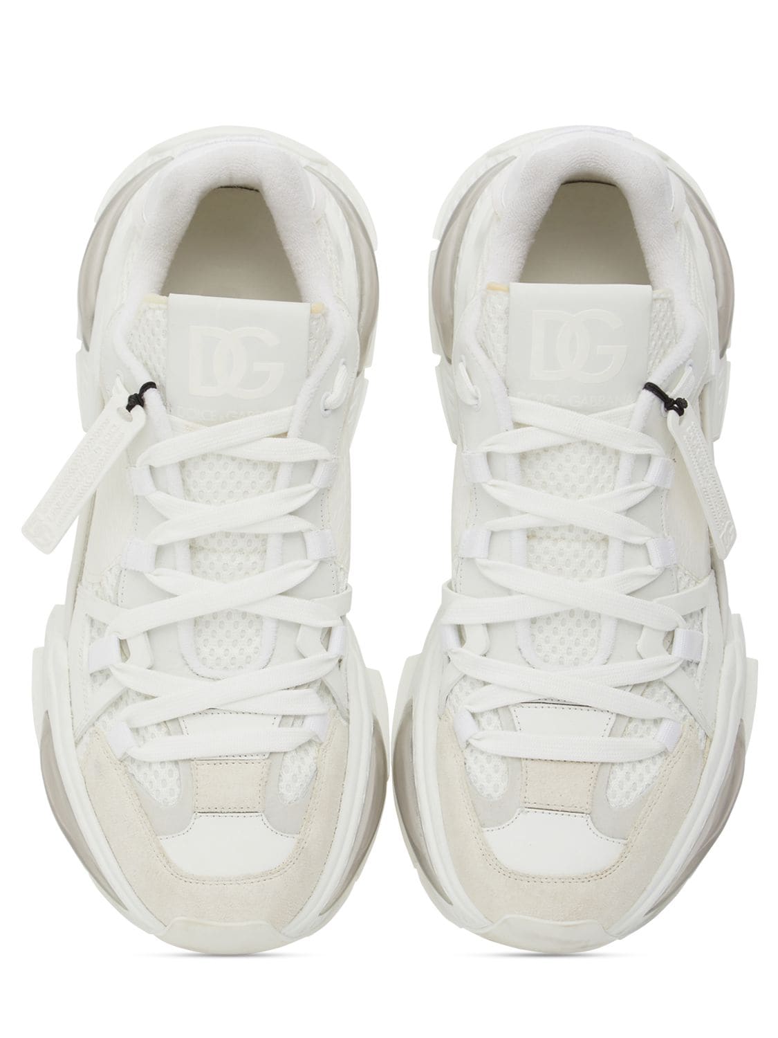 Shop Dolce & Gabbana Airmaster Leather & Tech Sneakers In White