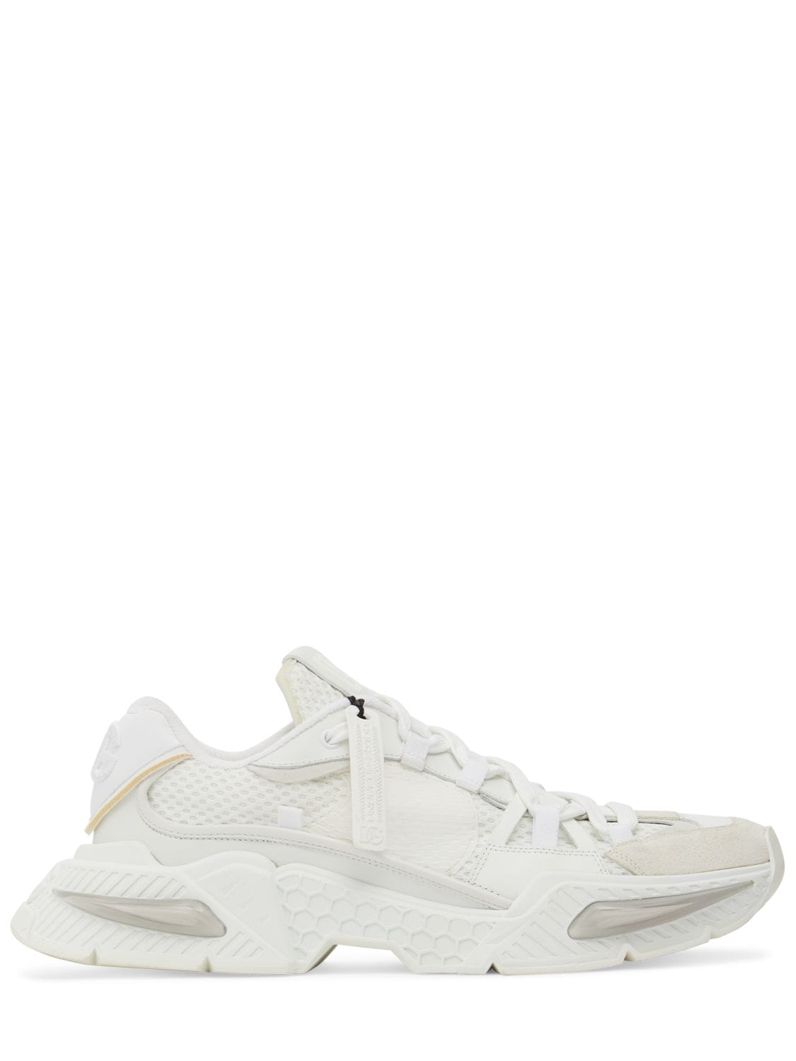 Dolce & Gabbana Airmaster Leather & Tech Trainers In White