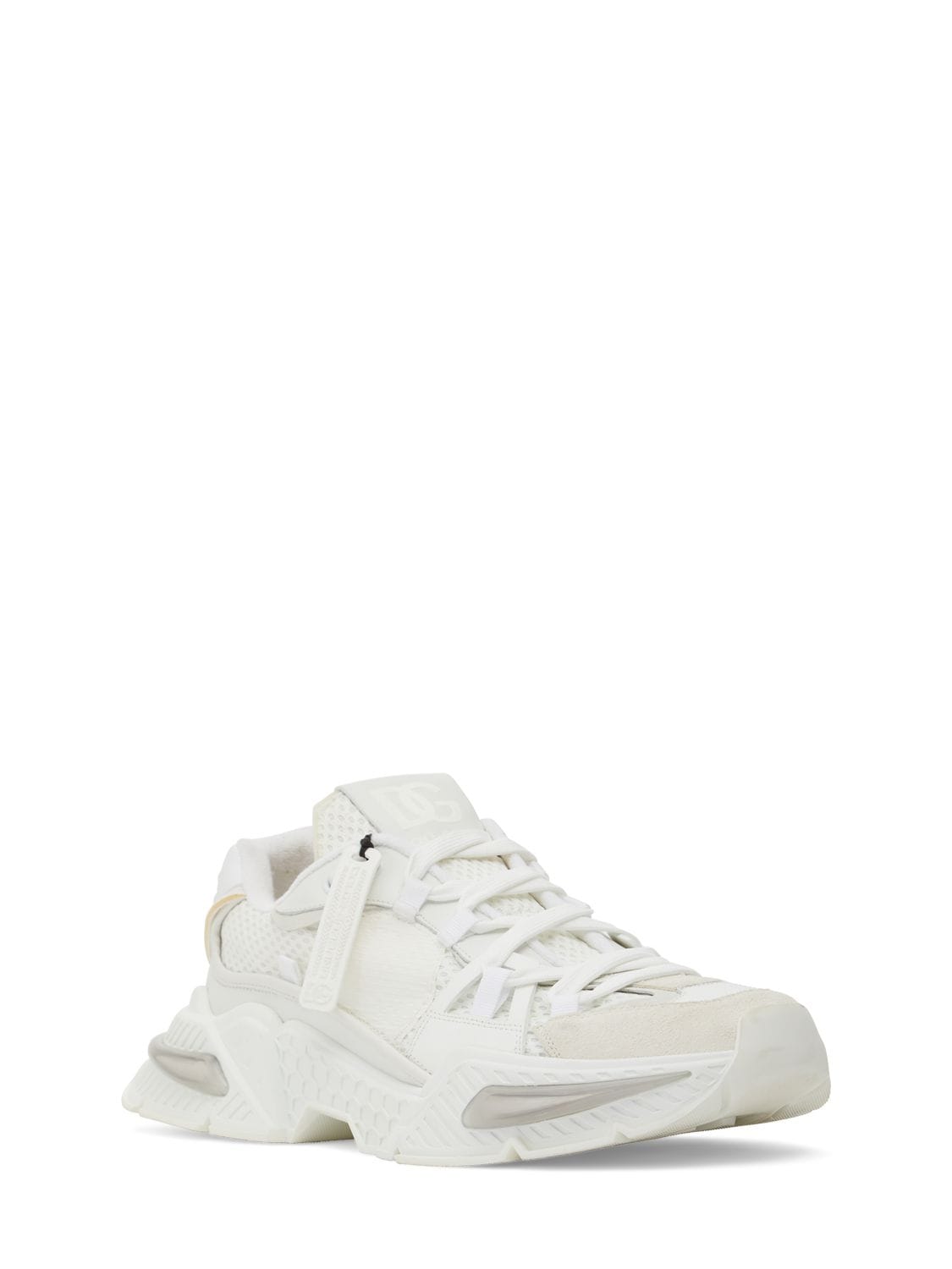 Shop Dolce & Gabbana Airmaster Leather & Tech Sneakers In White