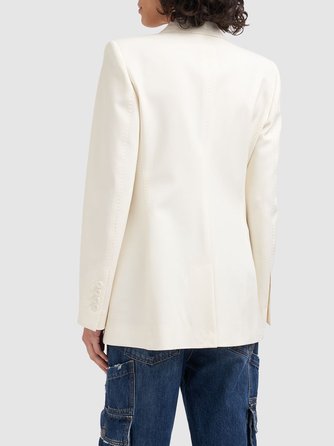 Dolce & Gabbana Single Breast Wool Cady Jacket In White